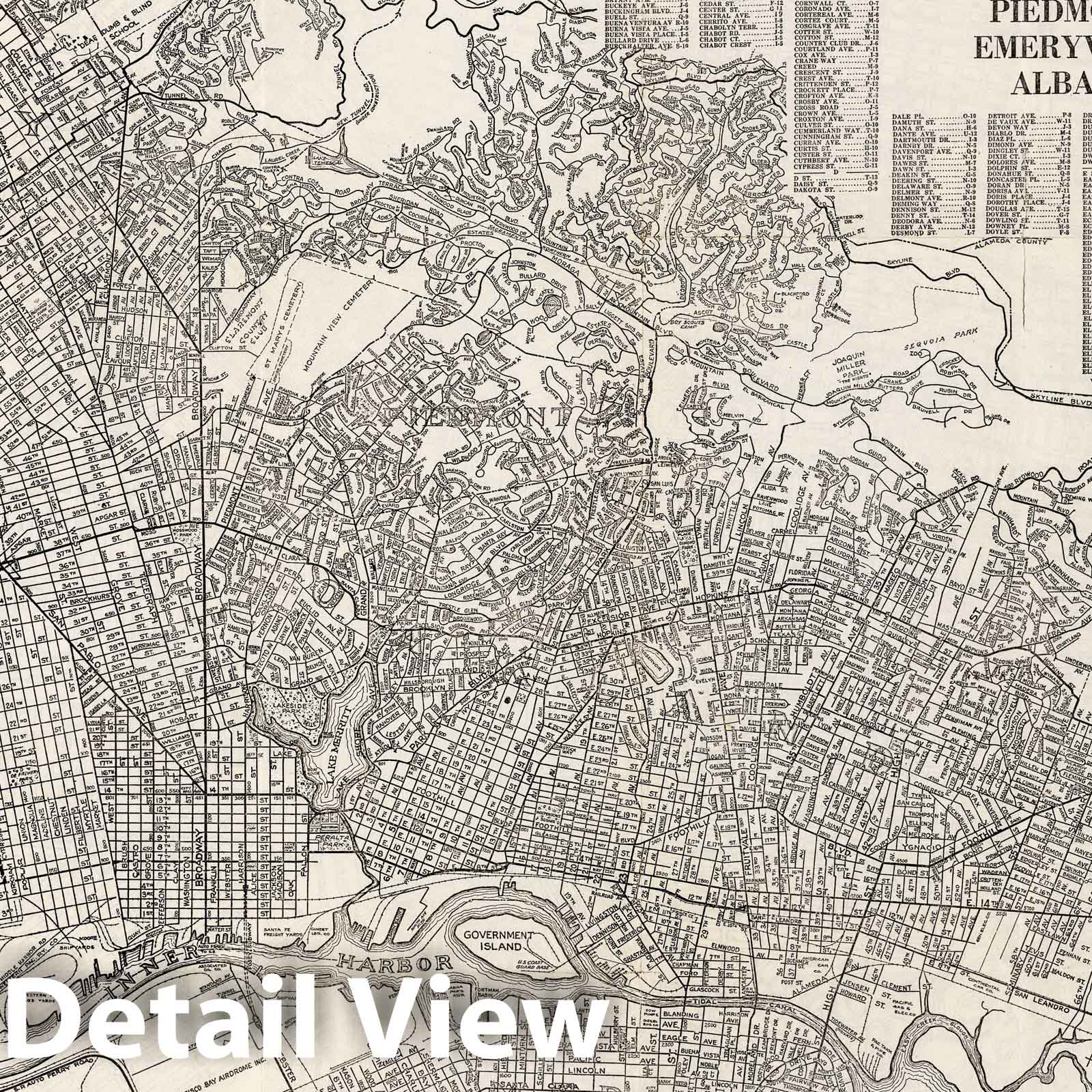 San Francisco and Oakland Bay Area, 1935 - Historical Map Print