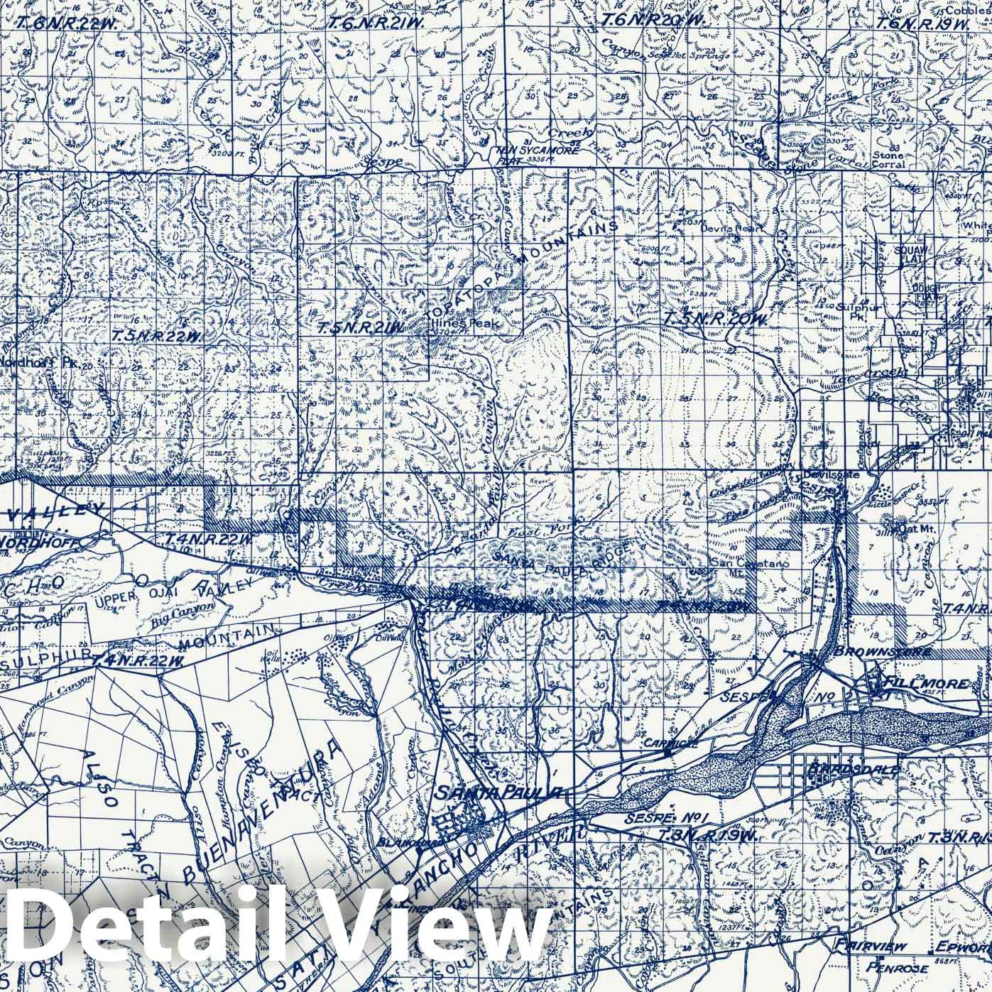 Ventura County, California 1913 Topographic Map Print