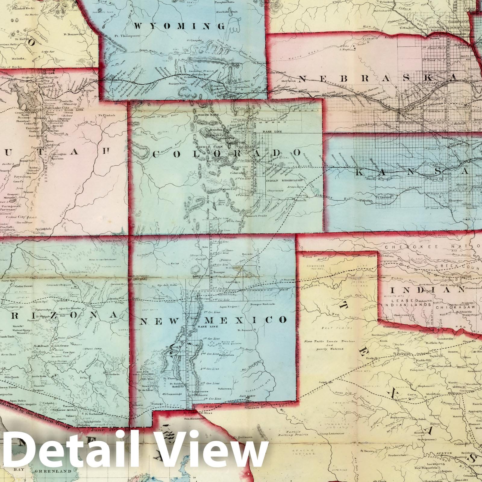 Western United States and Territories - Railroad Map, 1869