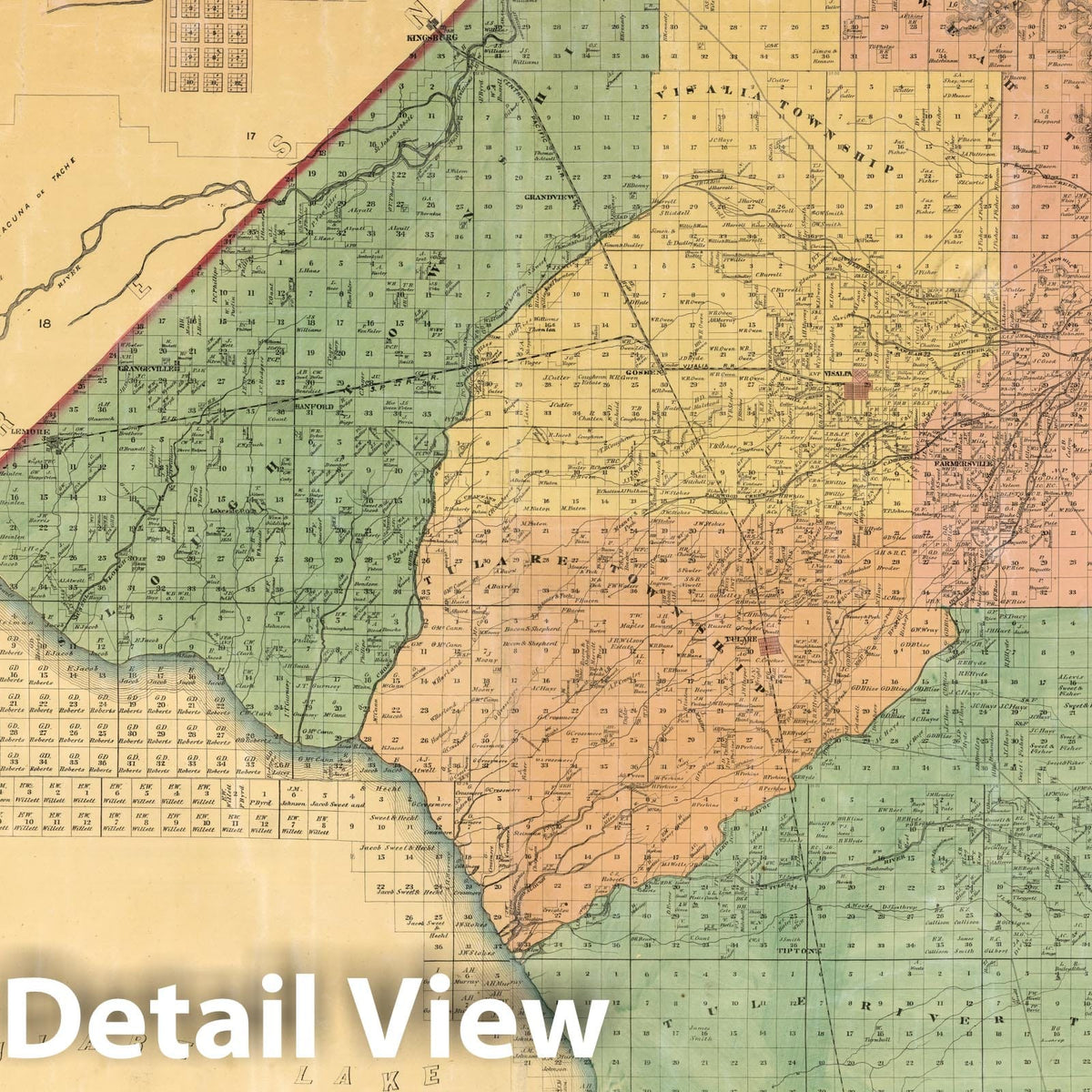 Tulare County, California 1876 Historical Map Print