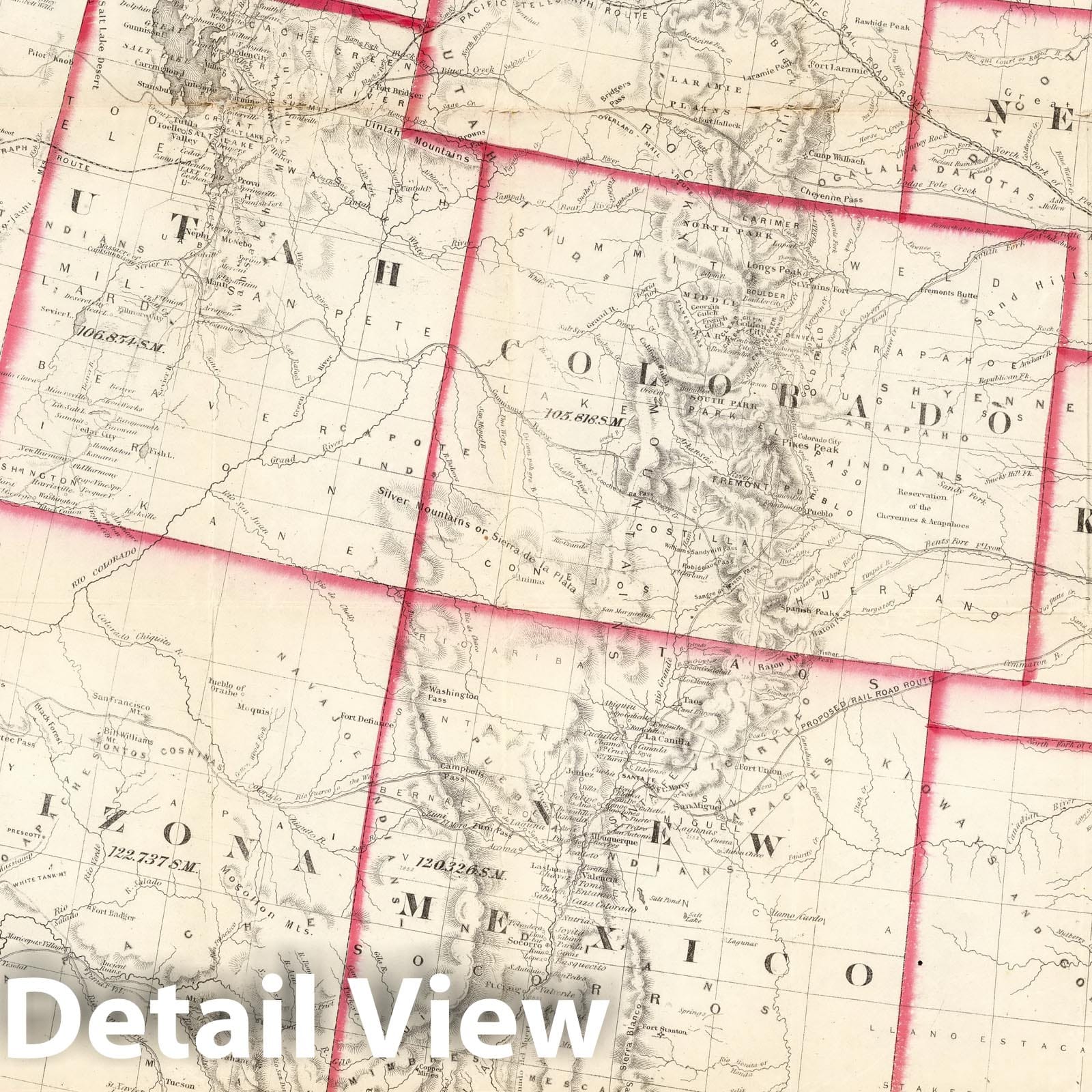 United States - Western, 1866 - Historical Map Print