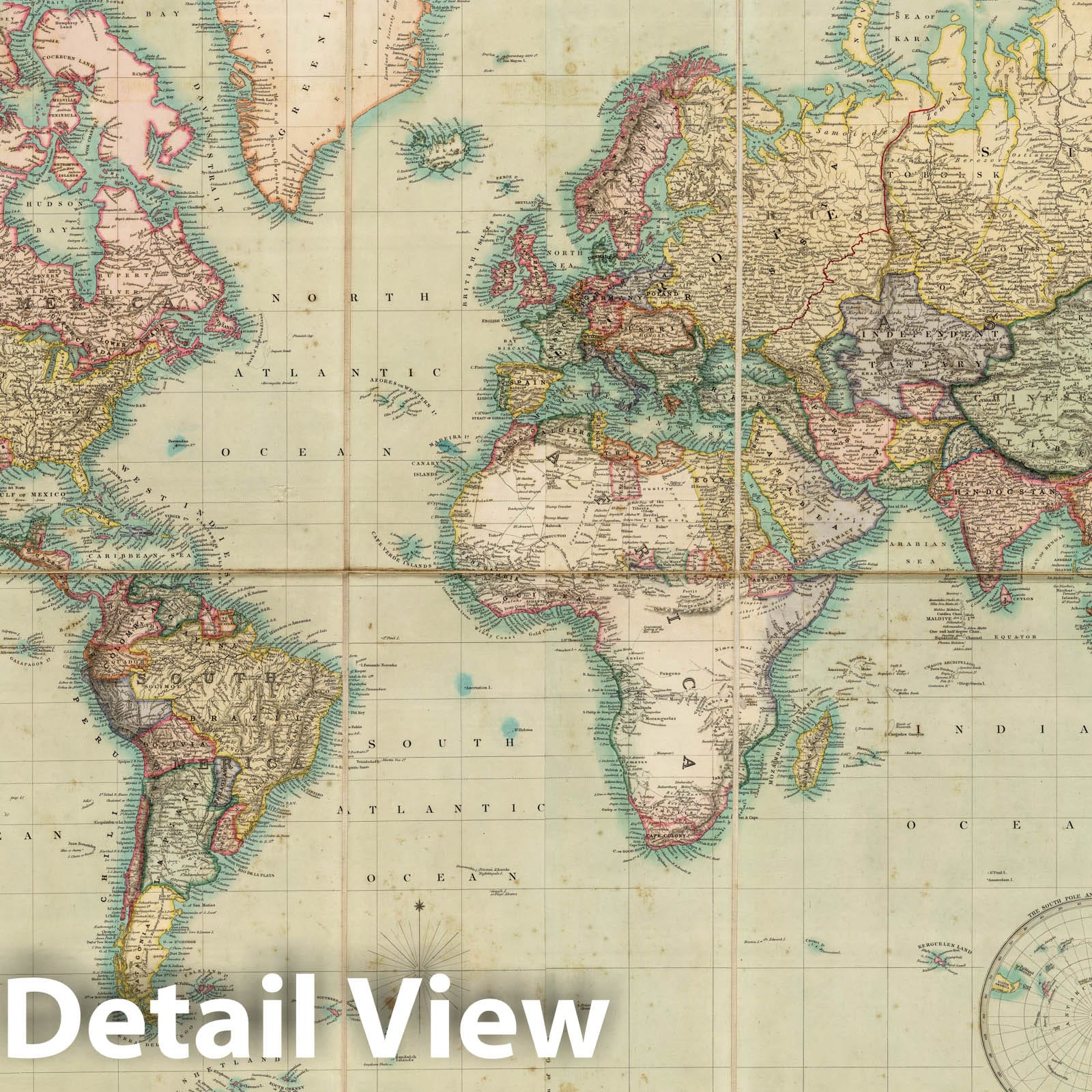 World - Mercator Projection, 1840 - Historical Map Print
