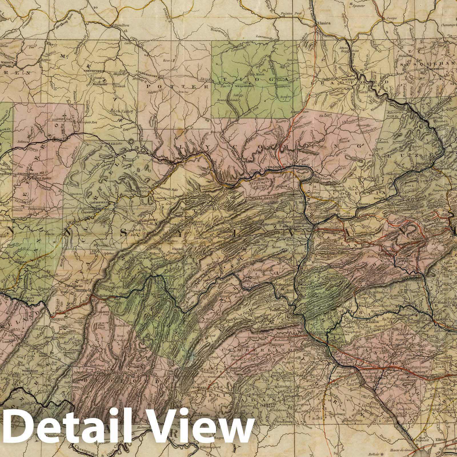 Pennsylvania and New Jersey - Canals and Railroads, 1834 Map Print