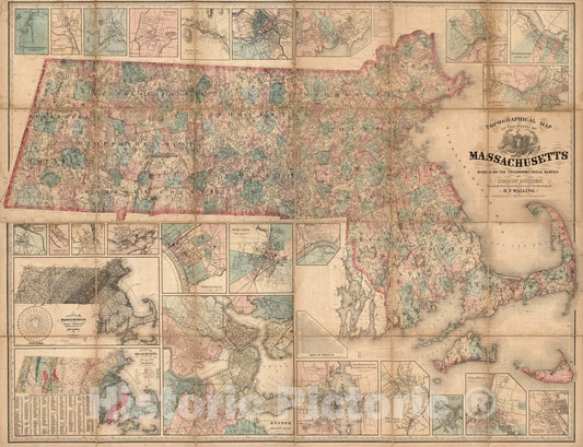 Historic Map : Map of The State of Massachusetts, 1861 - Vintage Wall Art
