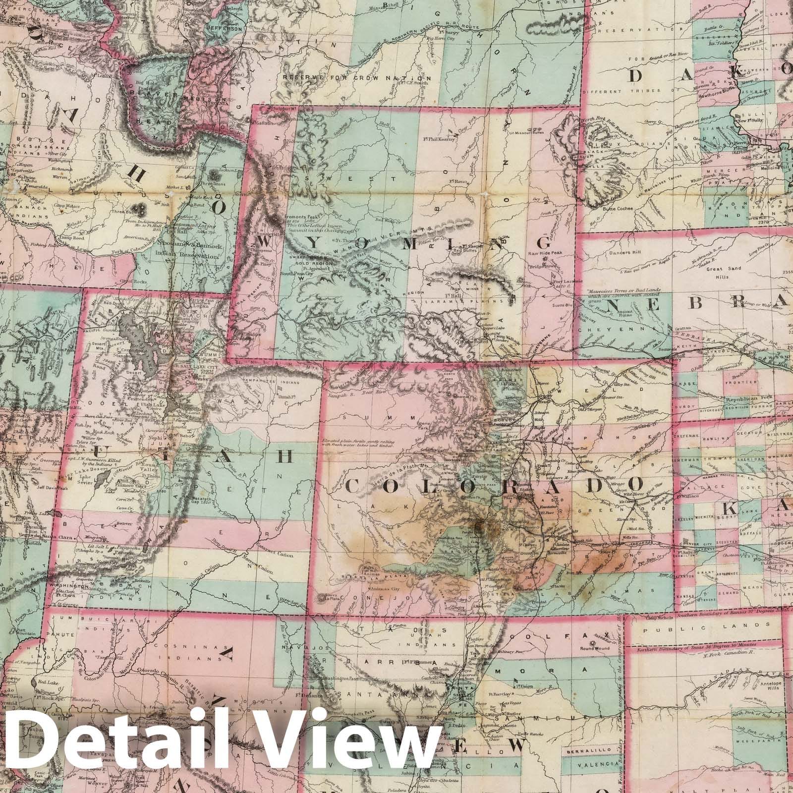 Western United States and Territories - Railroad Map, 1874 - Historical Map Print