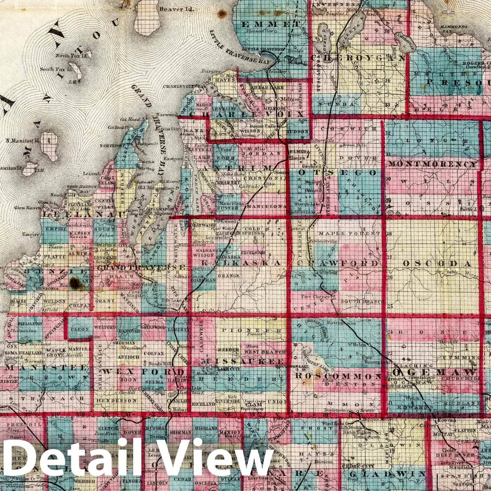 Michigan 1882 Historical Map Print - H.R. Page & Co. Pocket Map
