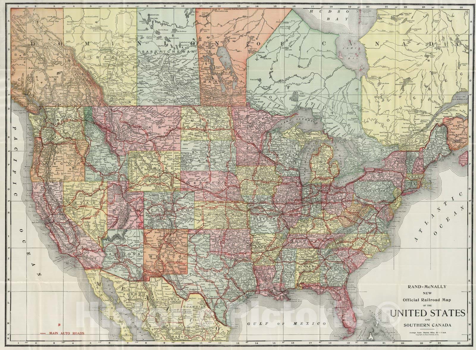 Historic Map : Pocket Map, United States and Southern Canada 1918 - Vintage Wall Art