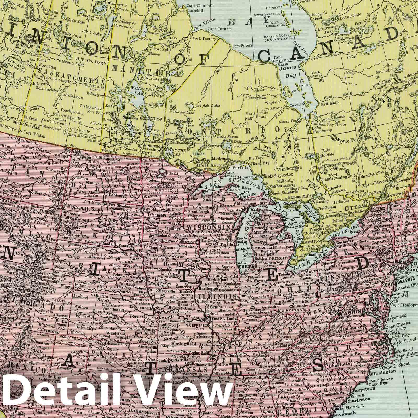 North America - Canal Map, 1914 - Historical Map Print