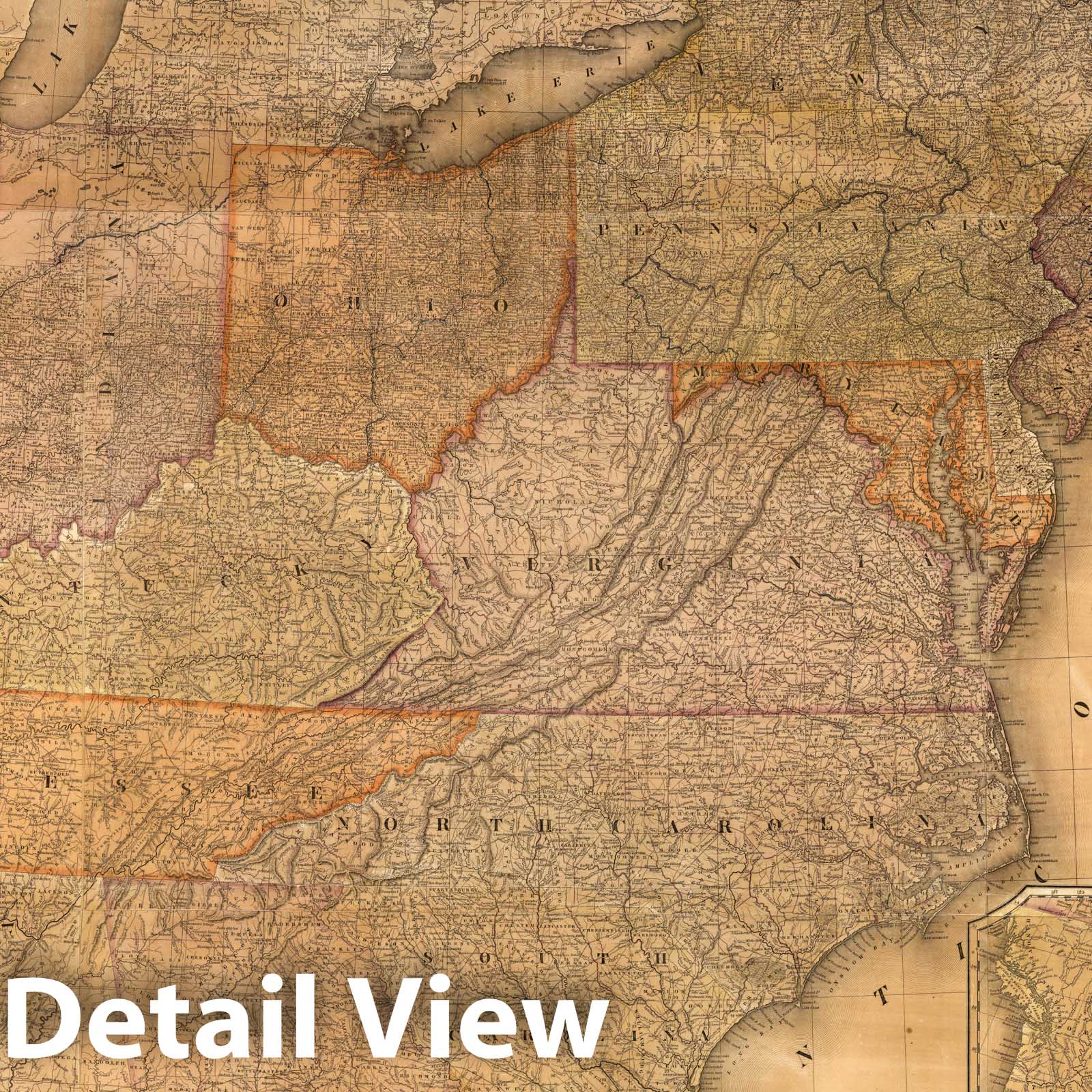 Mitchell's Reference & Distance Map of the United States 1834 Historical Map Print