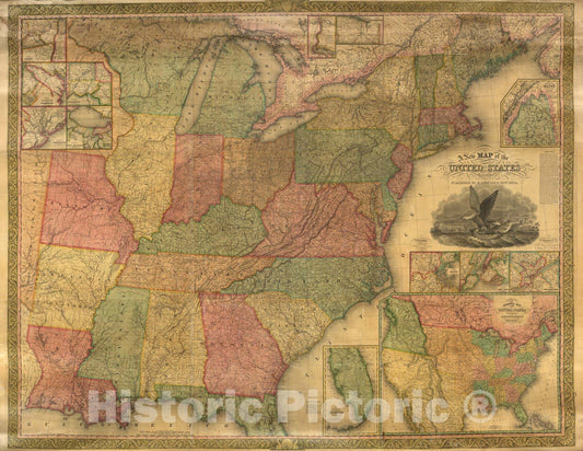 Historic Map : New Map of the United States, 1834 - Vintage Wall Art