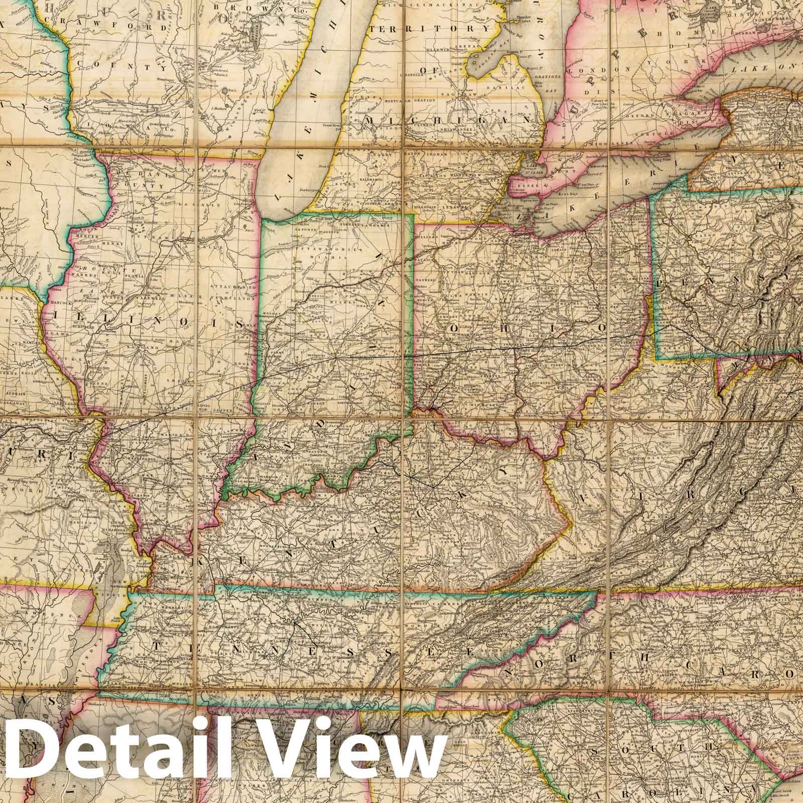 United States of America 1832 Historical Map Print by H.S. Tanner