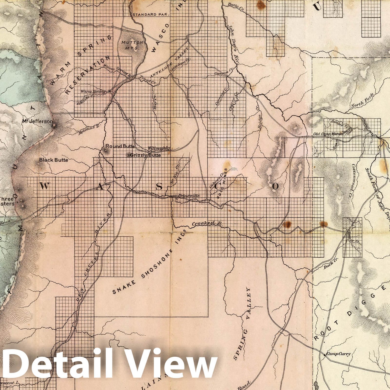 Oregon 1874 Sectional and County Map - Habersham Historical Map Print