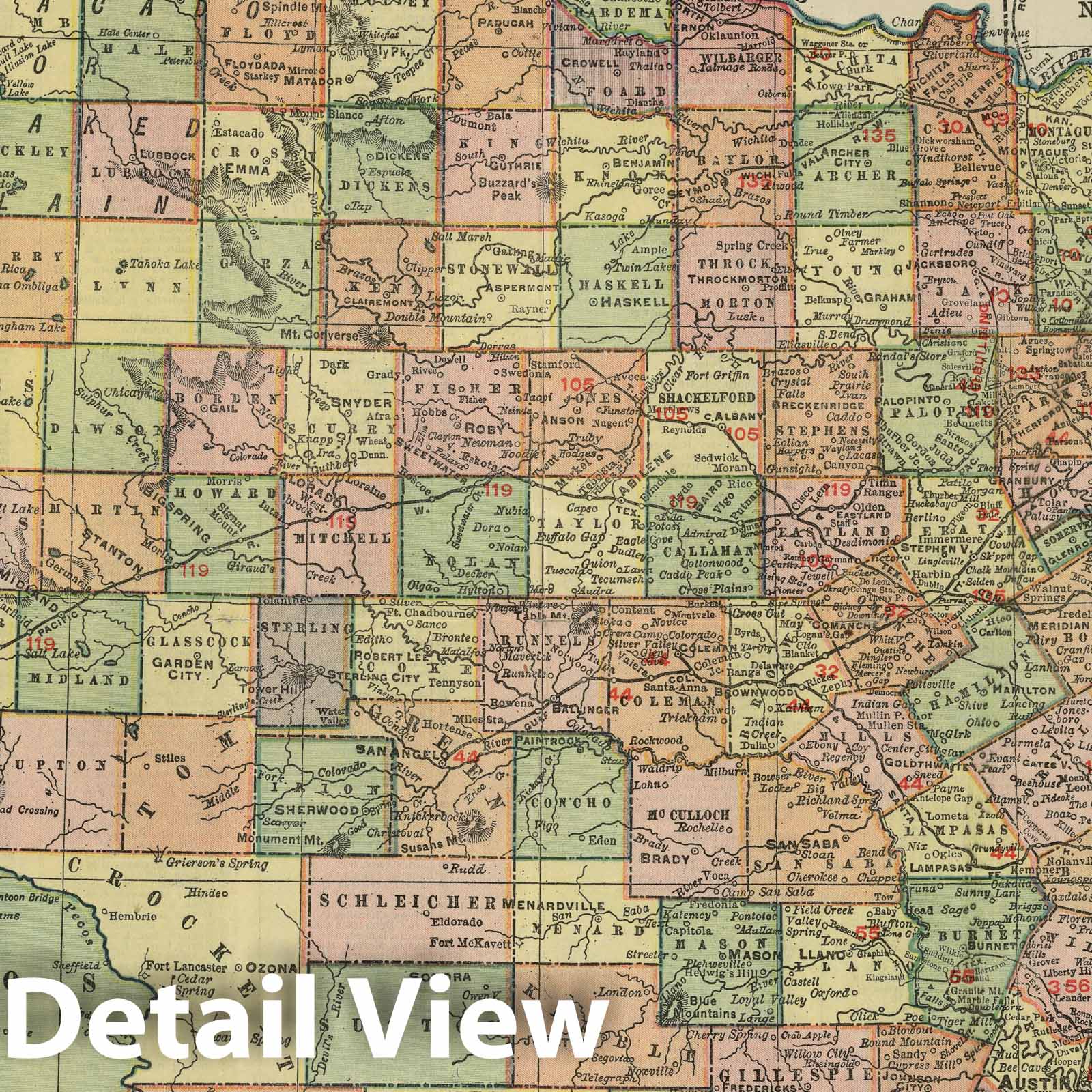 Texas - Railroad Map, 1902 - Rand McNally Historical Map Print