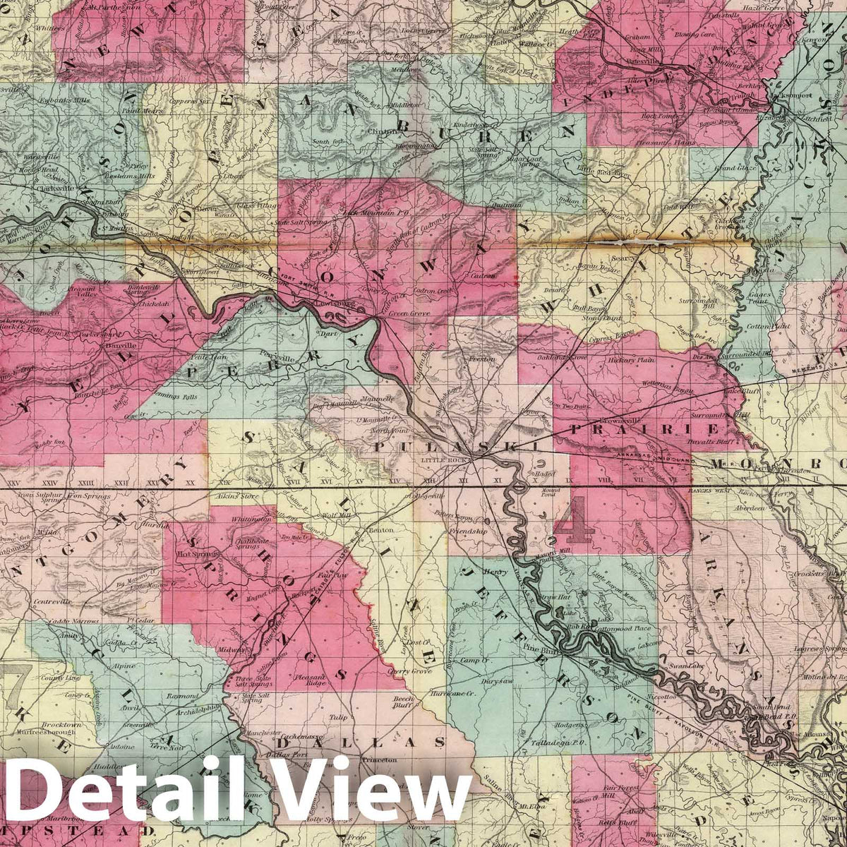 Arkansas - Railroad Map, 1860 - Historical Map Print