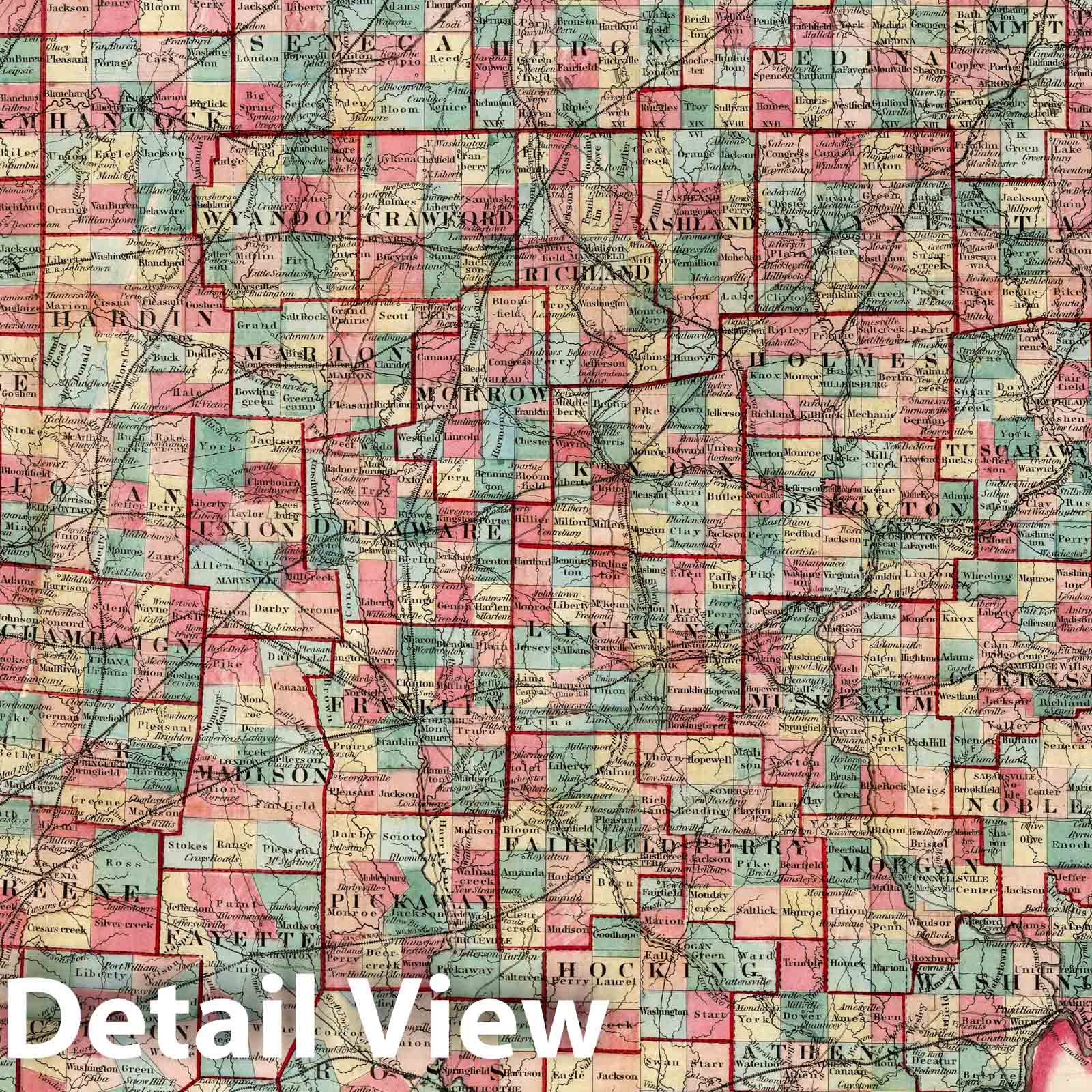 Ohio - Railroad Map, 1860 - Historical Map Print