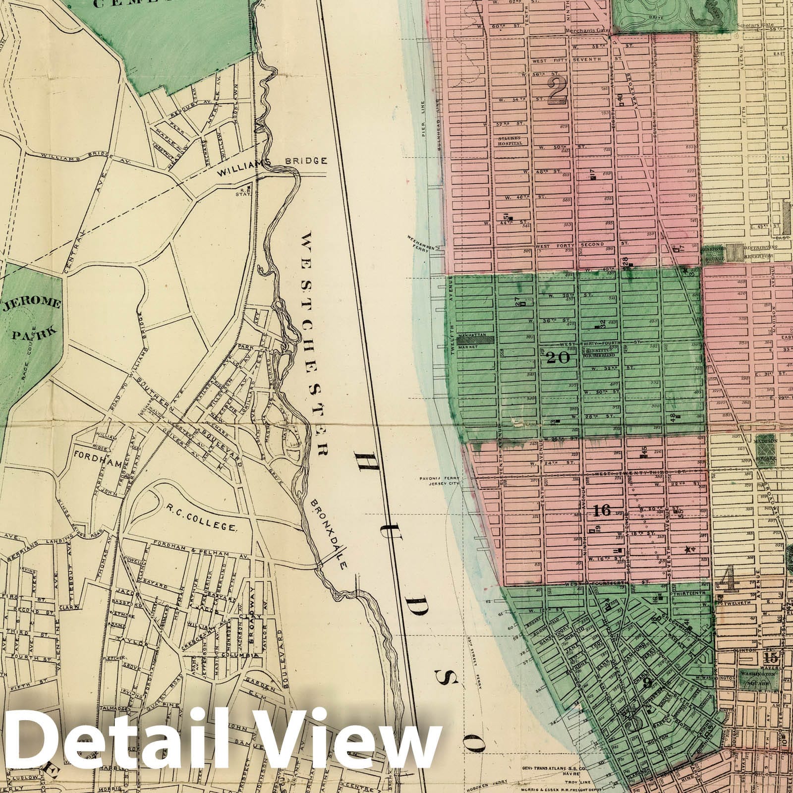 New York City and County 1874 Historical Map Print