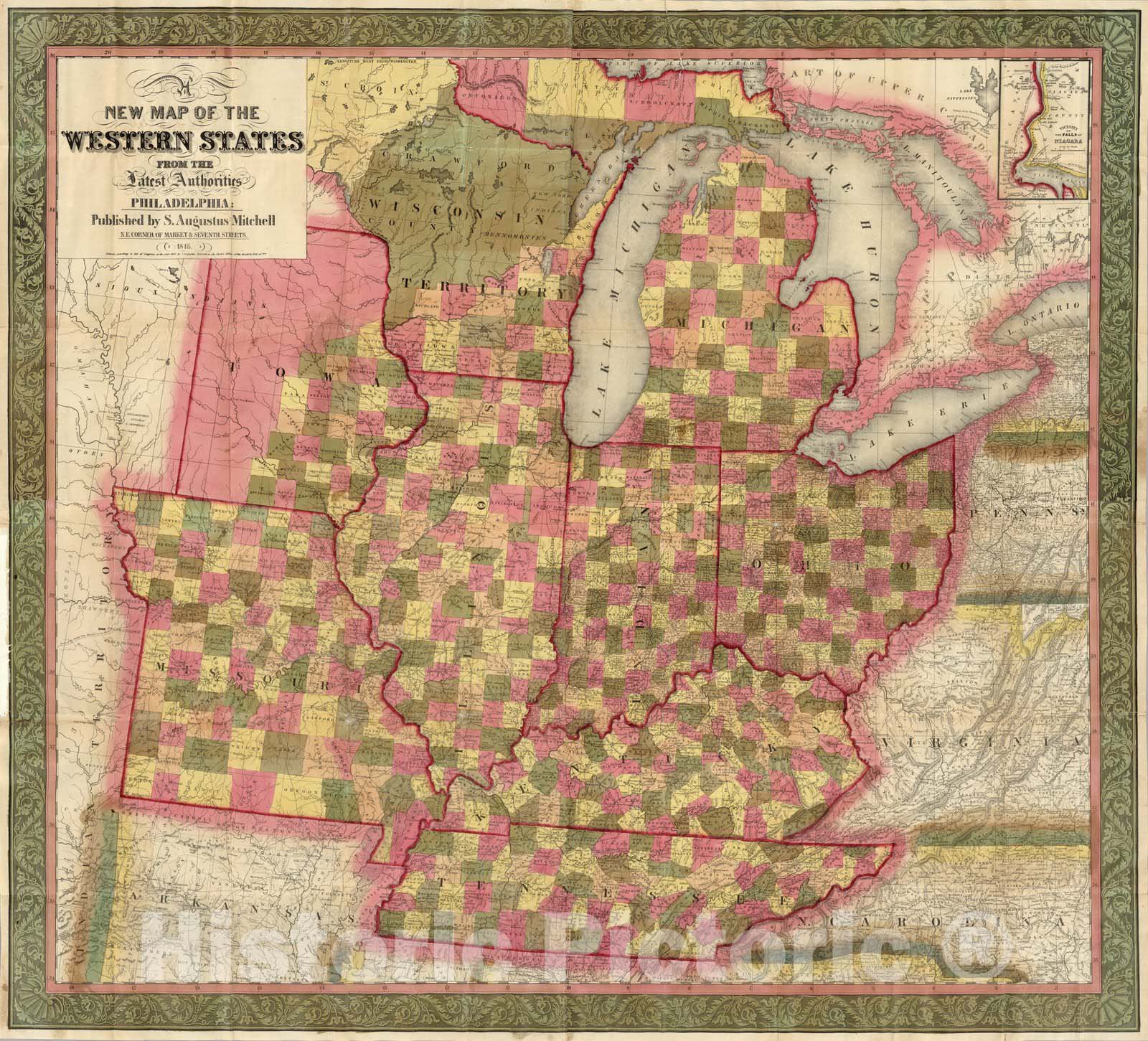 Historic Map : New Map of The Western States, 1846 - Vintage Wall Art