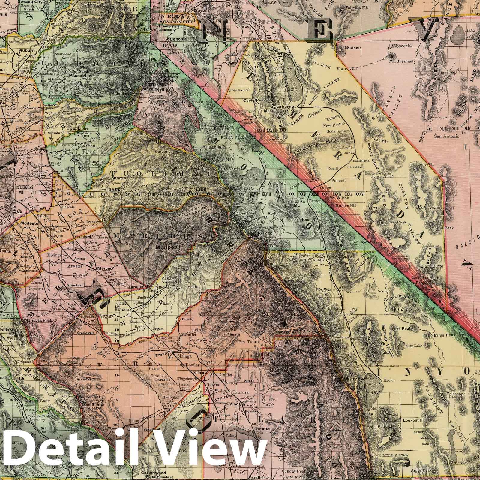California and Nevada 1893 Topographic Map Print