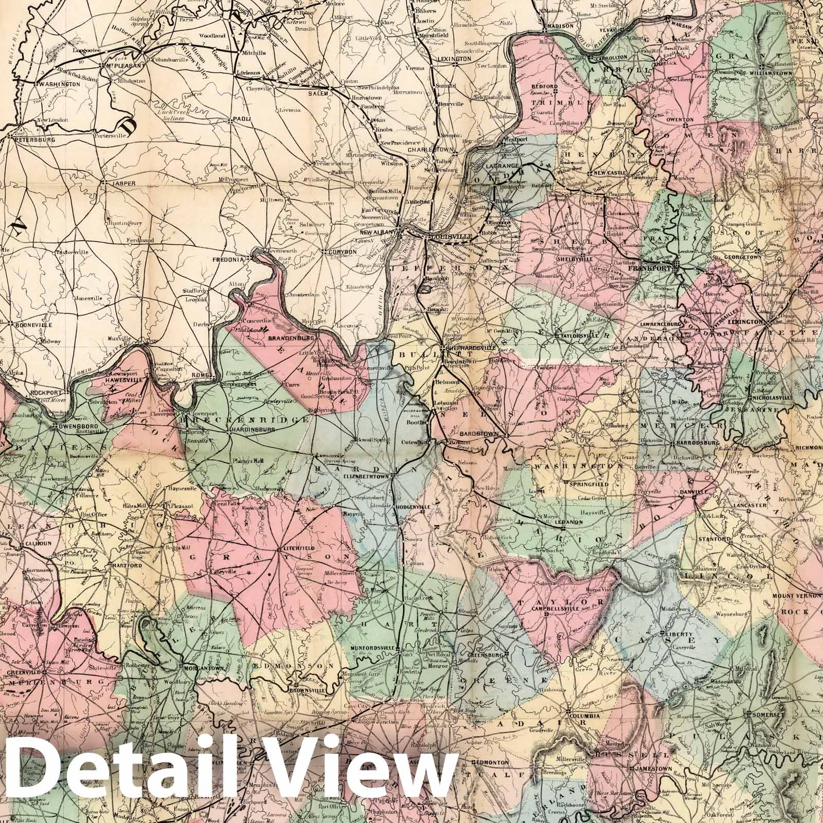 Kentucky Railroad Map 1863 - Lloyd's Official Historical Map Print