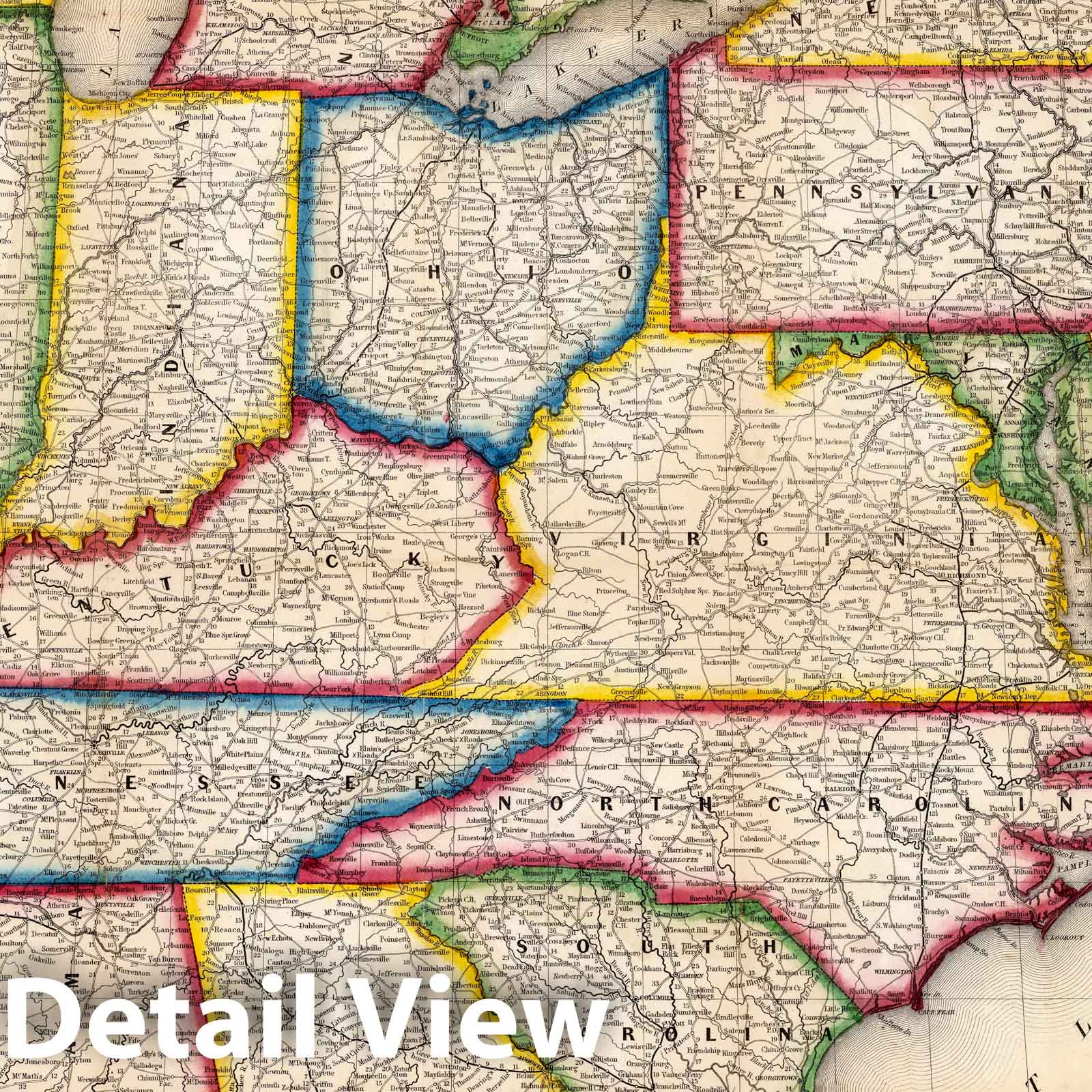 United States Railroad Map 1850 - Mitchell's New Traveller's Guide Historical Print