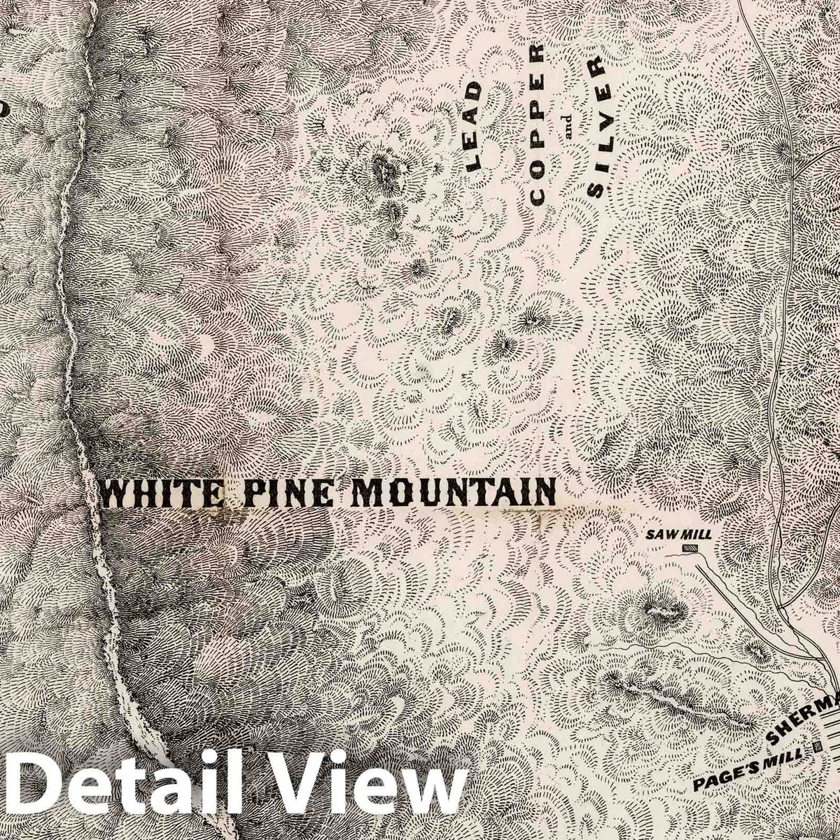 White Pine District Mining Map, 1868 - Nevada Historical Topographic Print