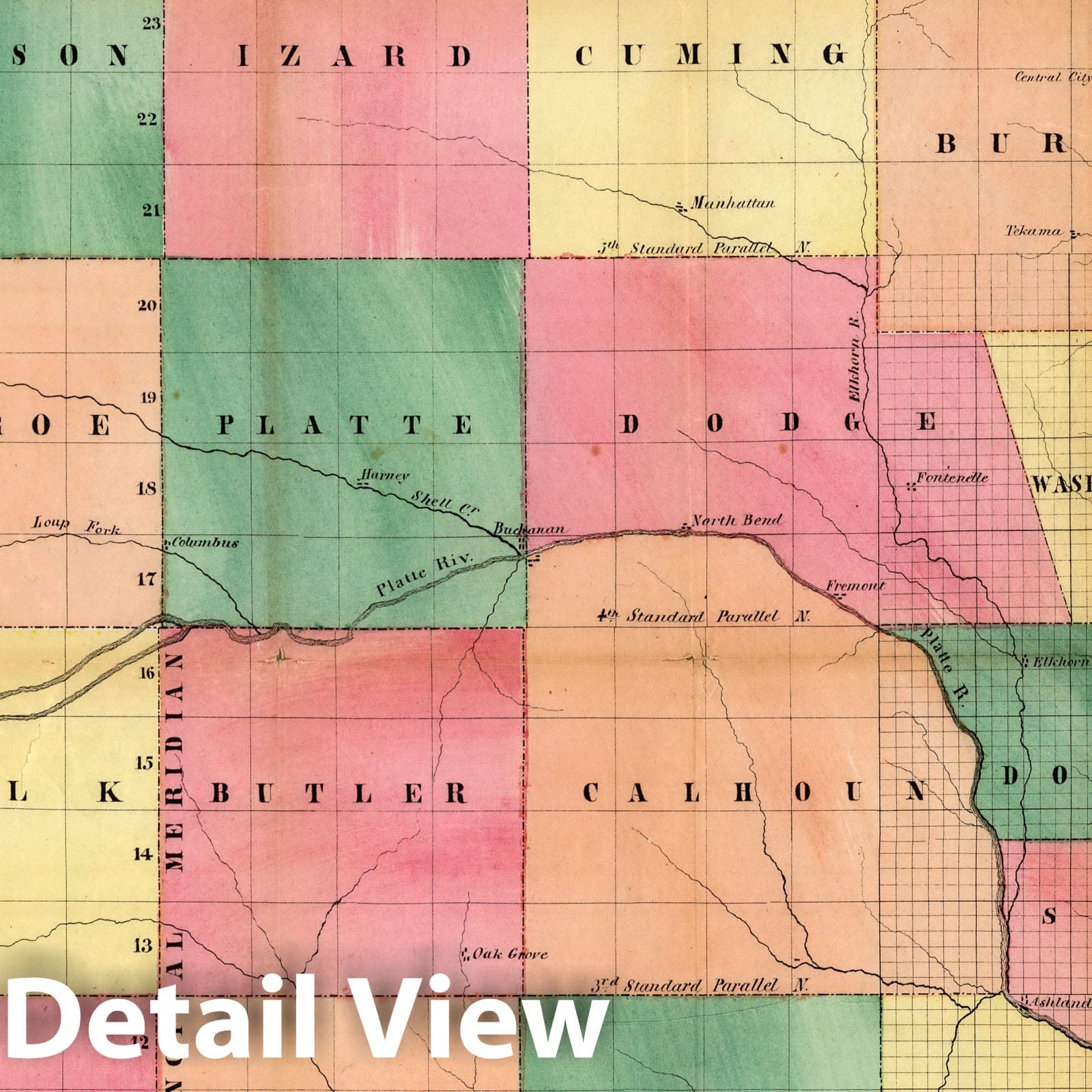Historic Map : Pocket Map, Nebraska 1857 - Vintage Wall Art