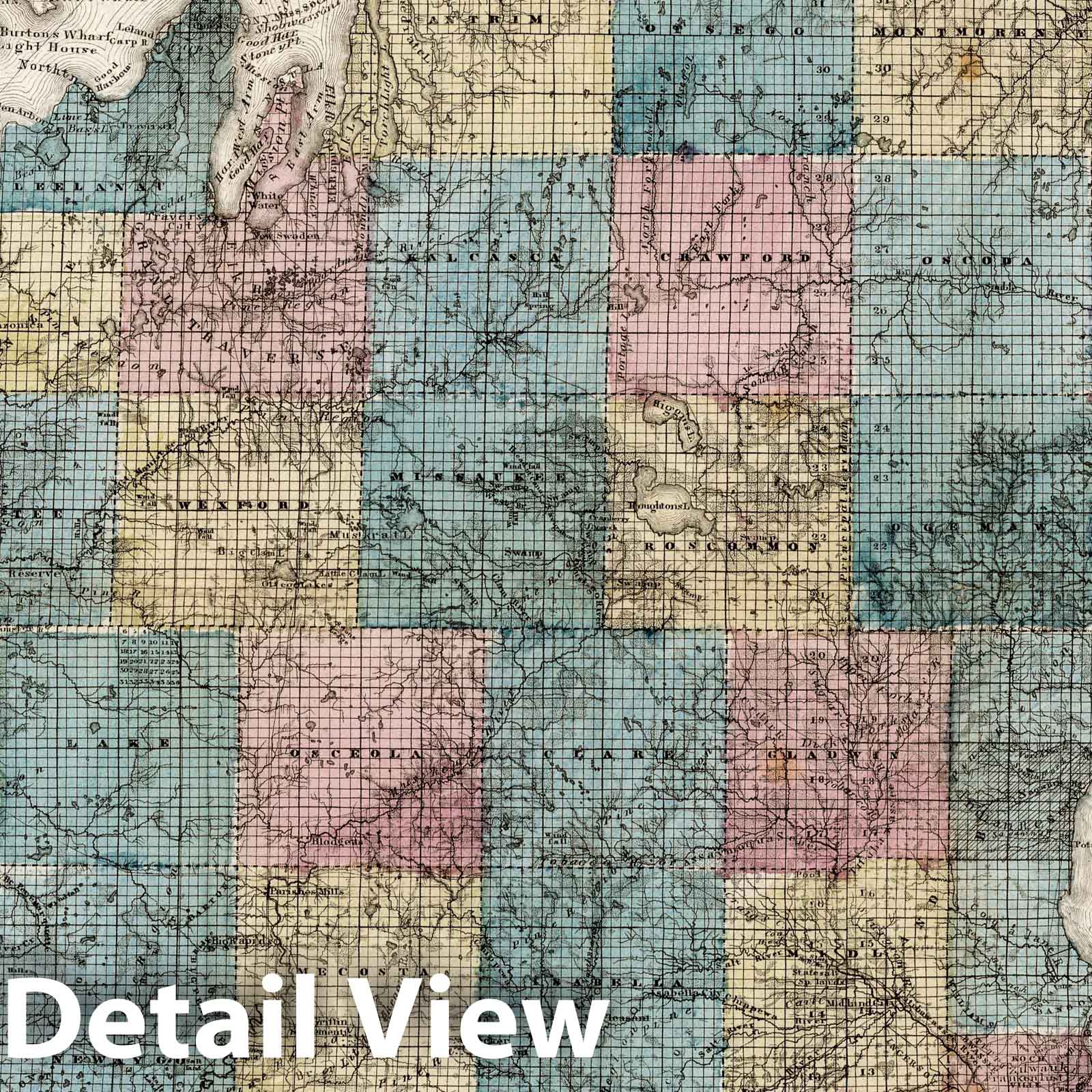Michigan with Copper District, Lake Superior - Railroad Map, 1866