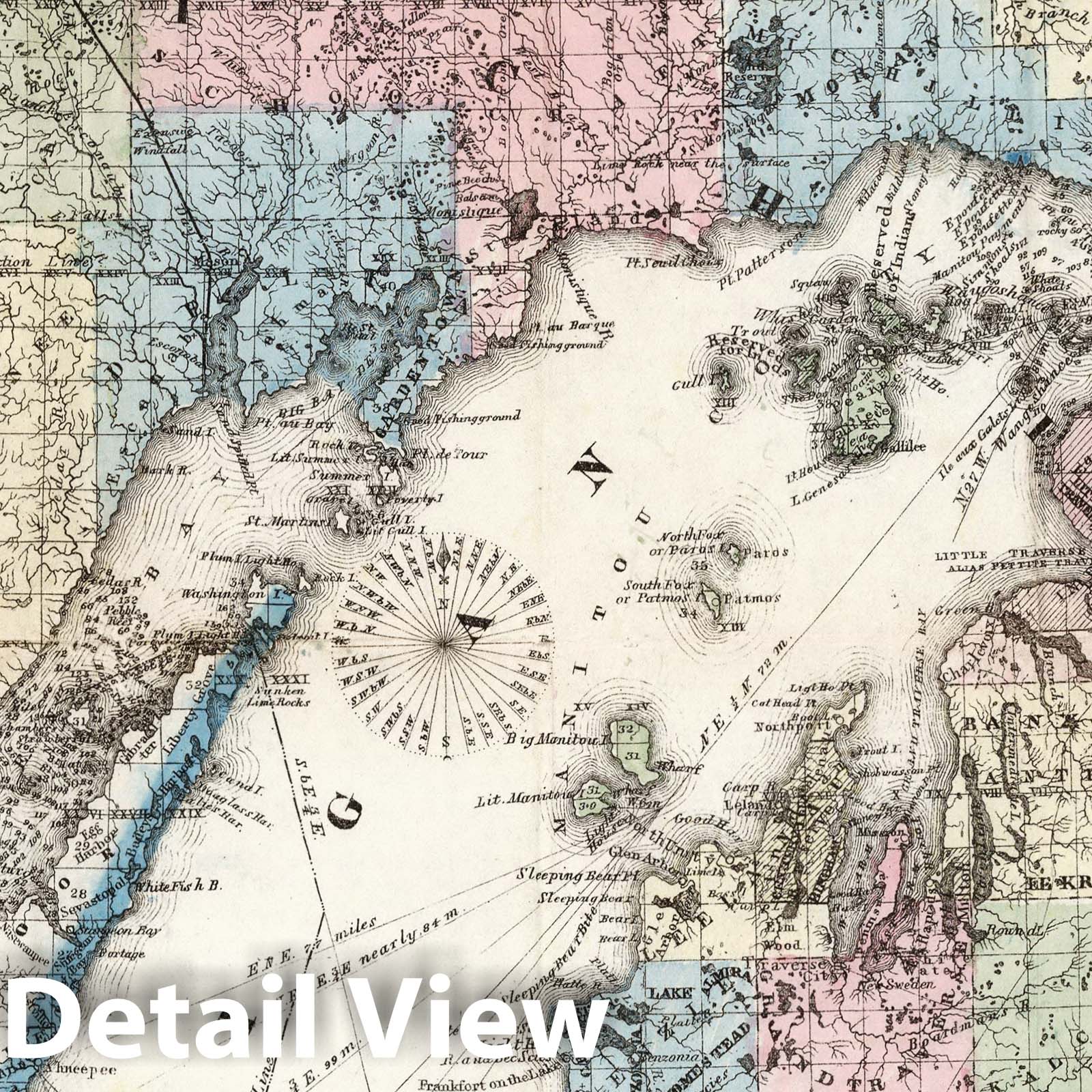 Michigan - Railroad Map, 1868 - Historical Map Print