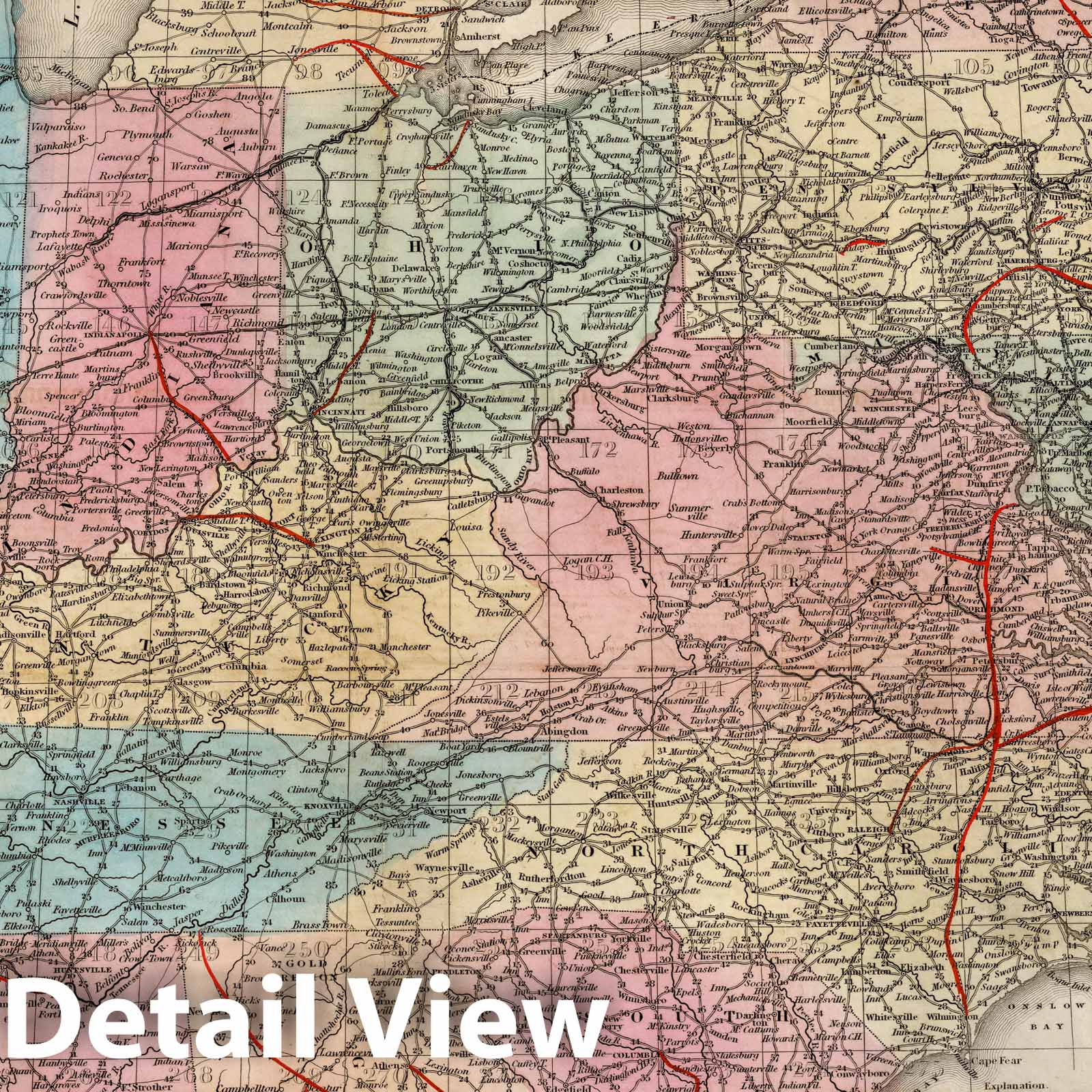 United States - Roads, Canals and Rail Roads, 1846 Historical Map Print