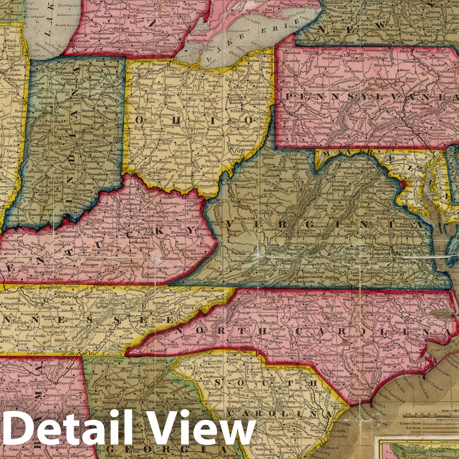 United States with Insets - Road Map, 1847 - Historical Map Print