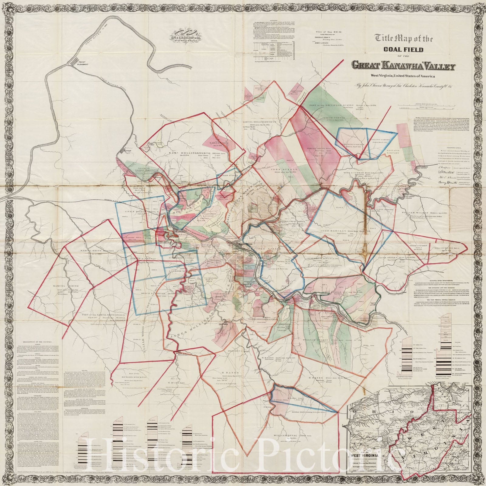Great Kanawha Valley, West Virginia - Mining Map, 1867