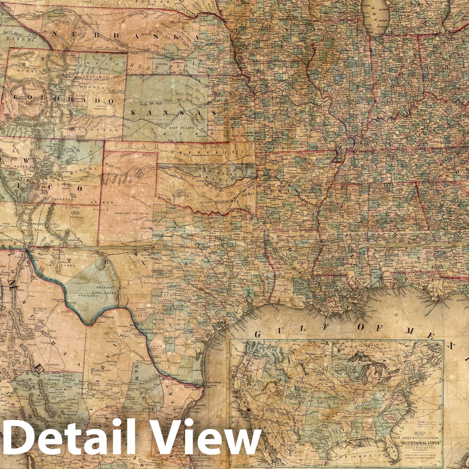 Continental Map of North America, 1862 - Historical Map Reproduction