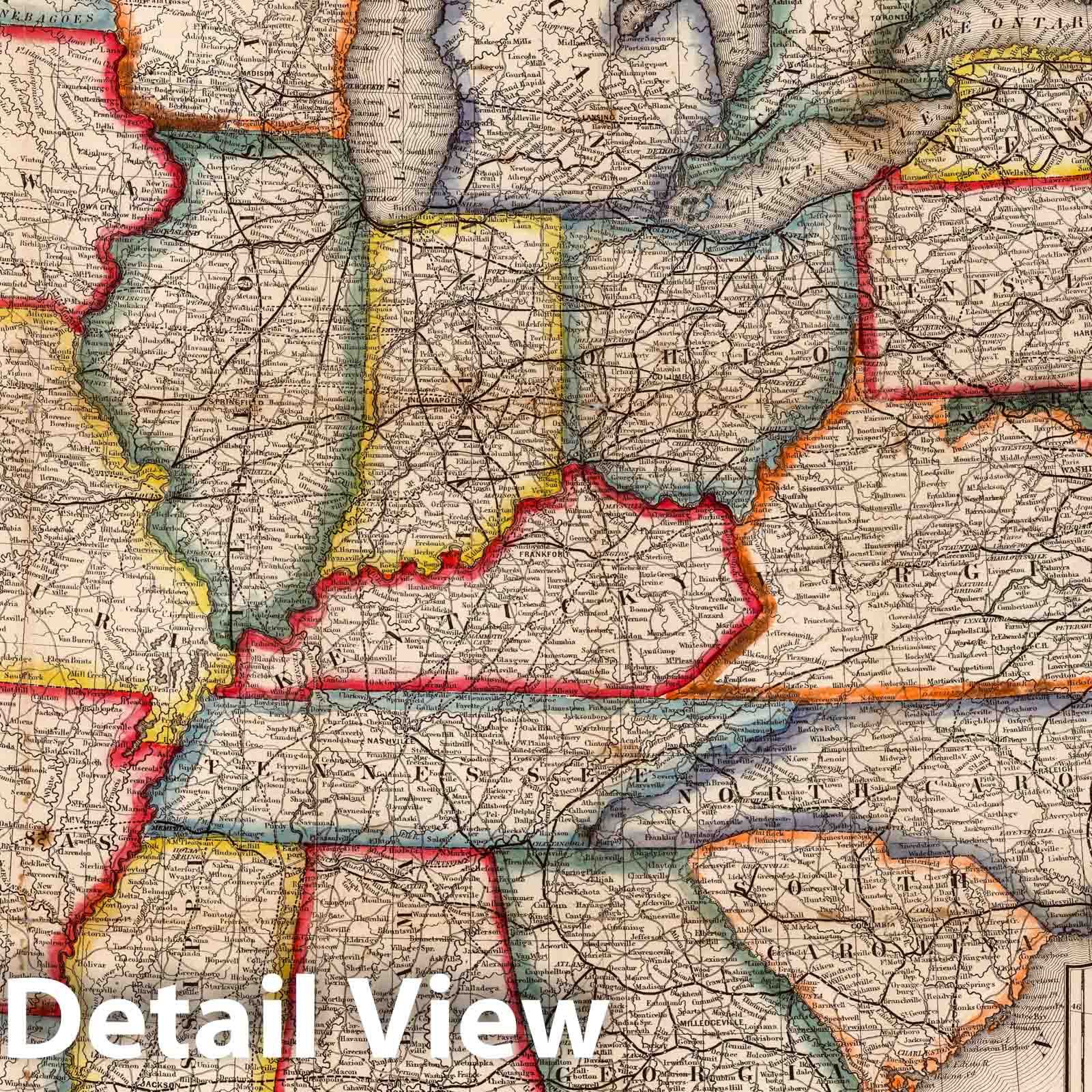 United States, Canada, and Cuba - Railroad Map, 1854