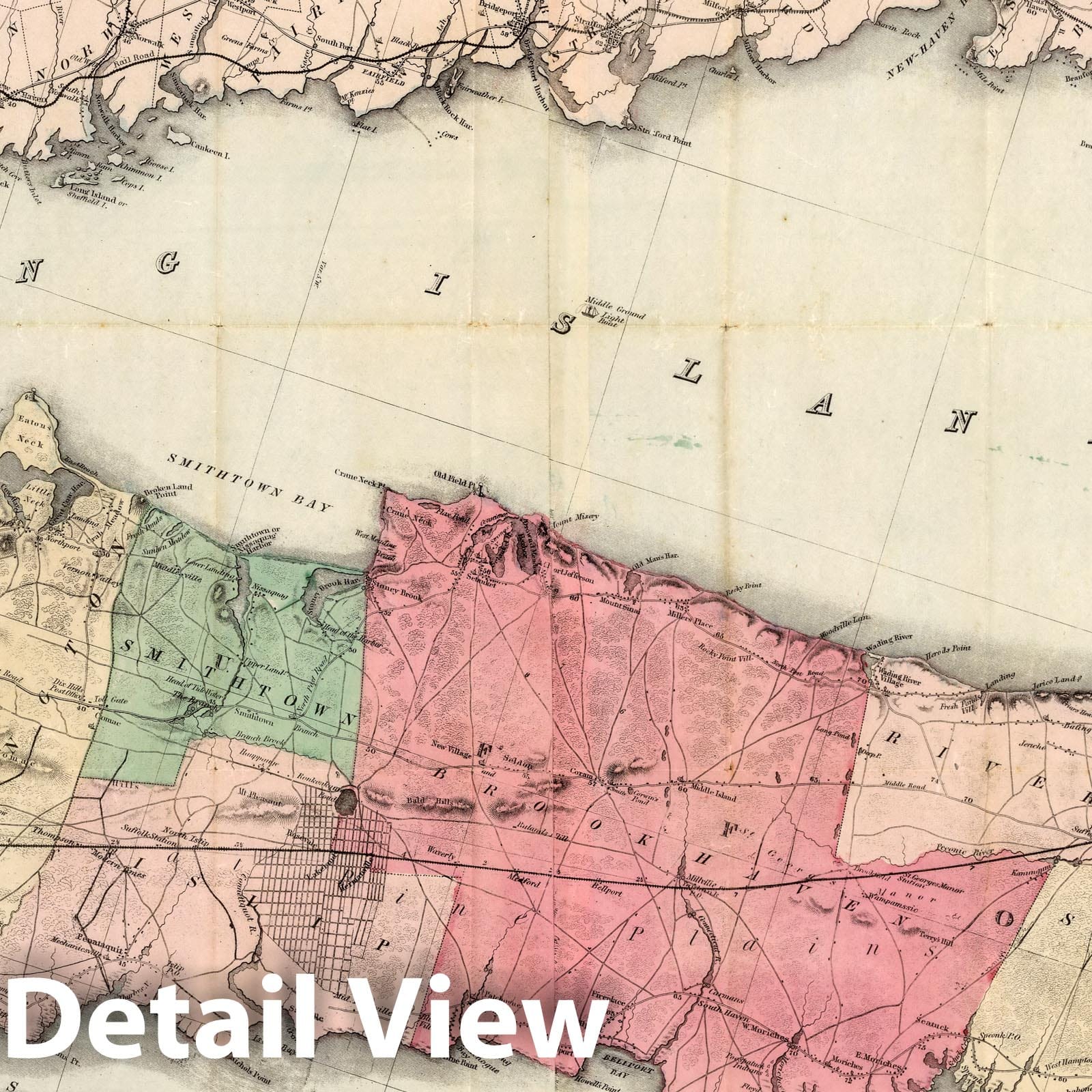 Long Island and Southern Connecticut 1863 Topographic Map Print
