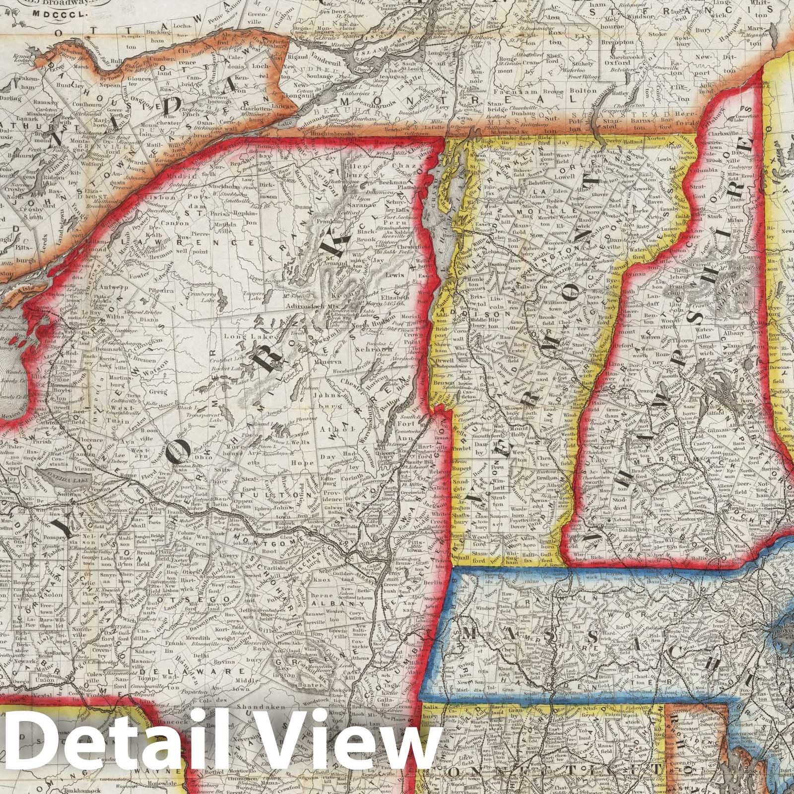 New England, New York, and Canada - Railroad Map, 1850
