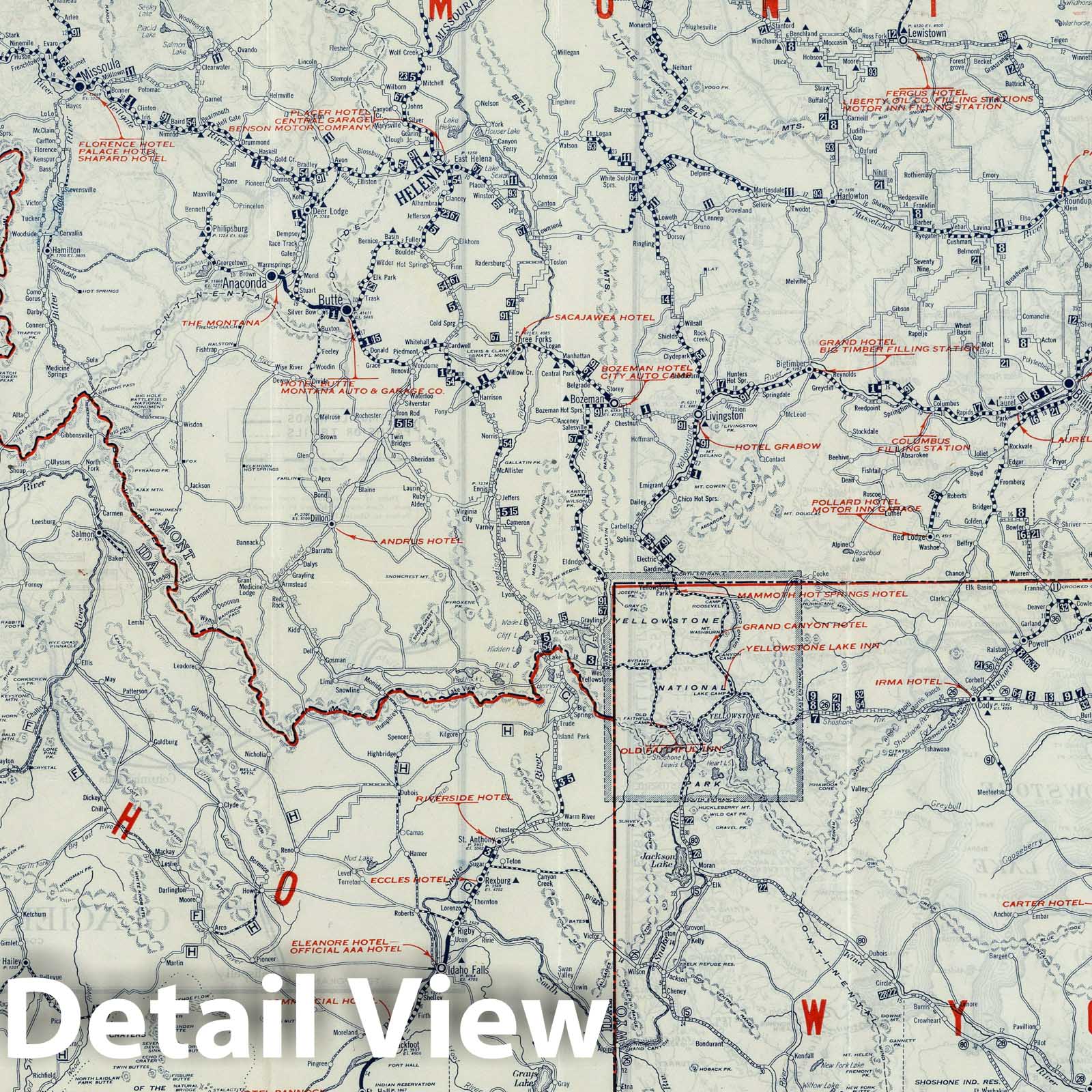 Idaho, Montana, and Wyoming - Automobile Roads, 1925 - Rand McNally Auto Trails Map