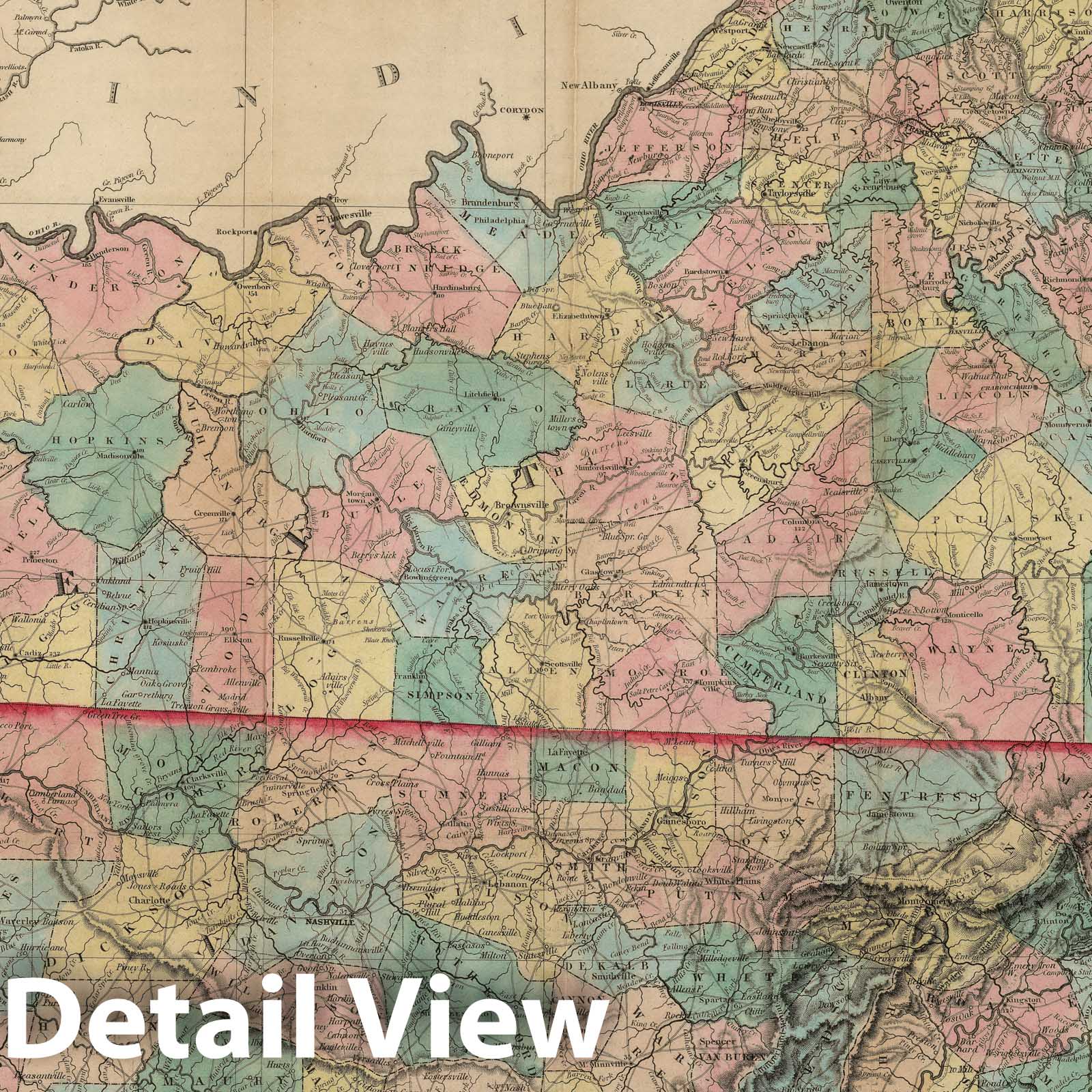 Kentucky and Tennessee, 1850 - Historical Map Print