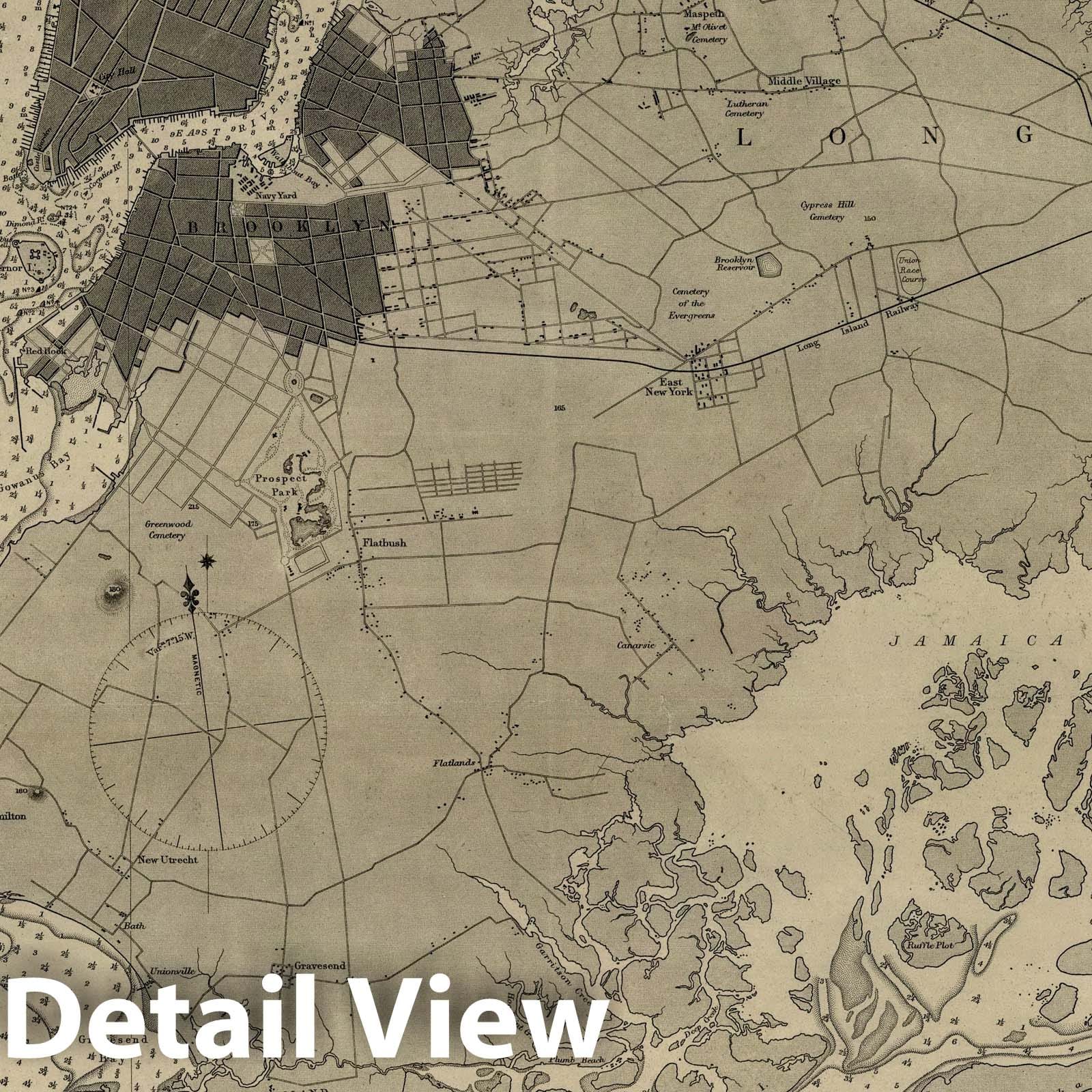 Approaches to New York - Nautical Chart, 1885 - Historical Map Print