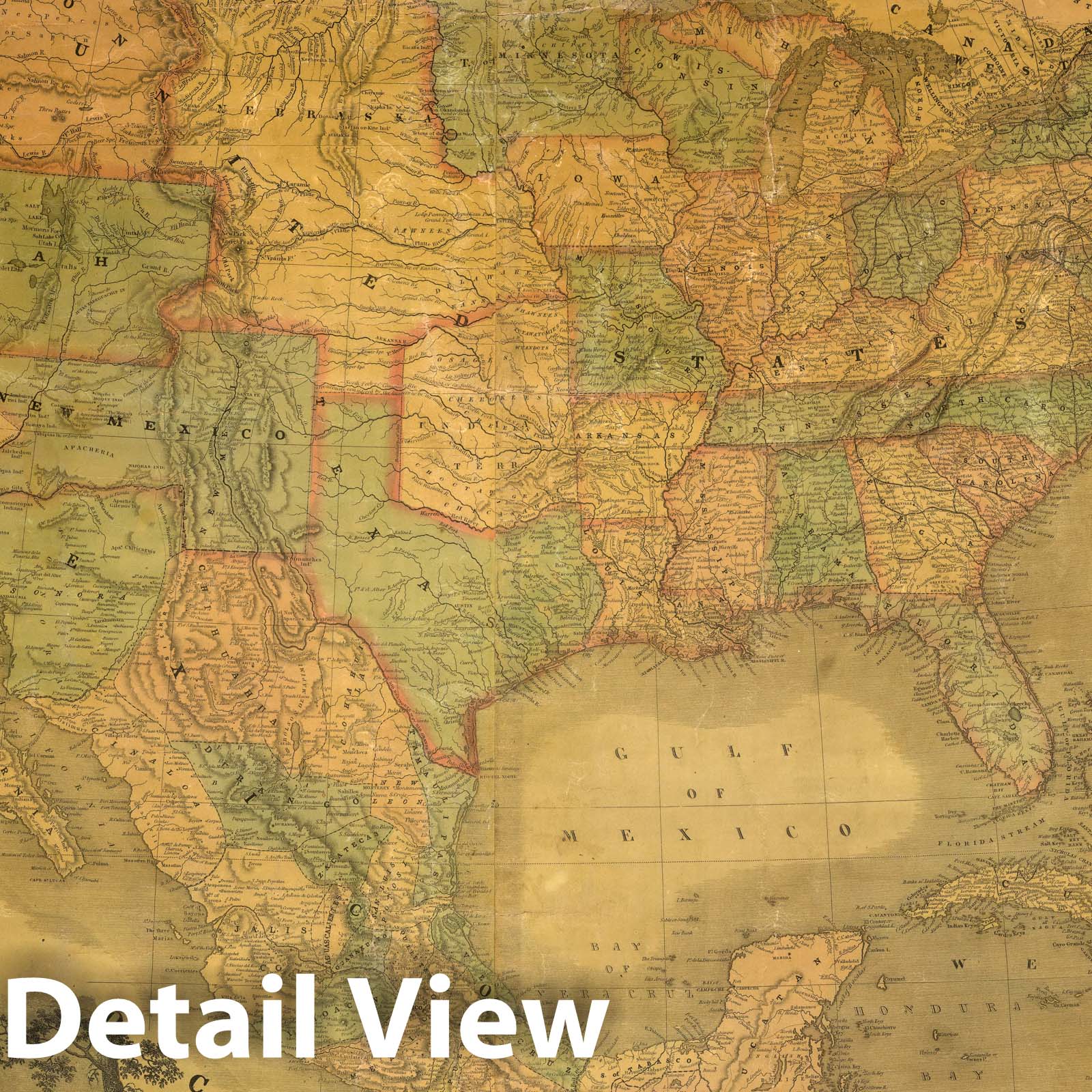 United States, Mexico, and Central America - Railroad Map, 1851