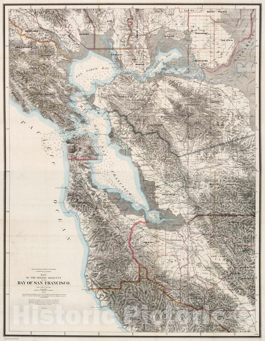 Historic Map : Composite: Map of The Region Adjacent To The Bay of San Francisco, 1873 - Vintage Wall Art