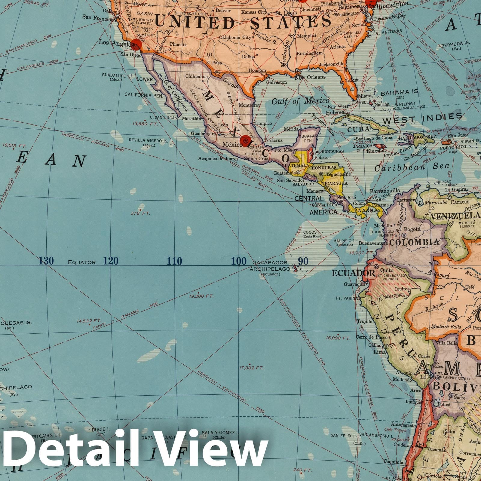Western Hemisphere 1940 Political Map Print