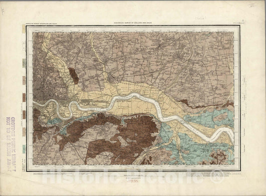 Historic Map : Geologic Atlas Map, 1. Brentwood, SW Quad. 1892 - Vintage Wall Art