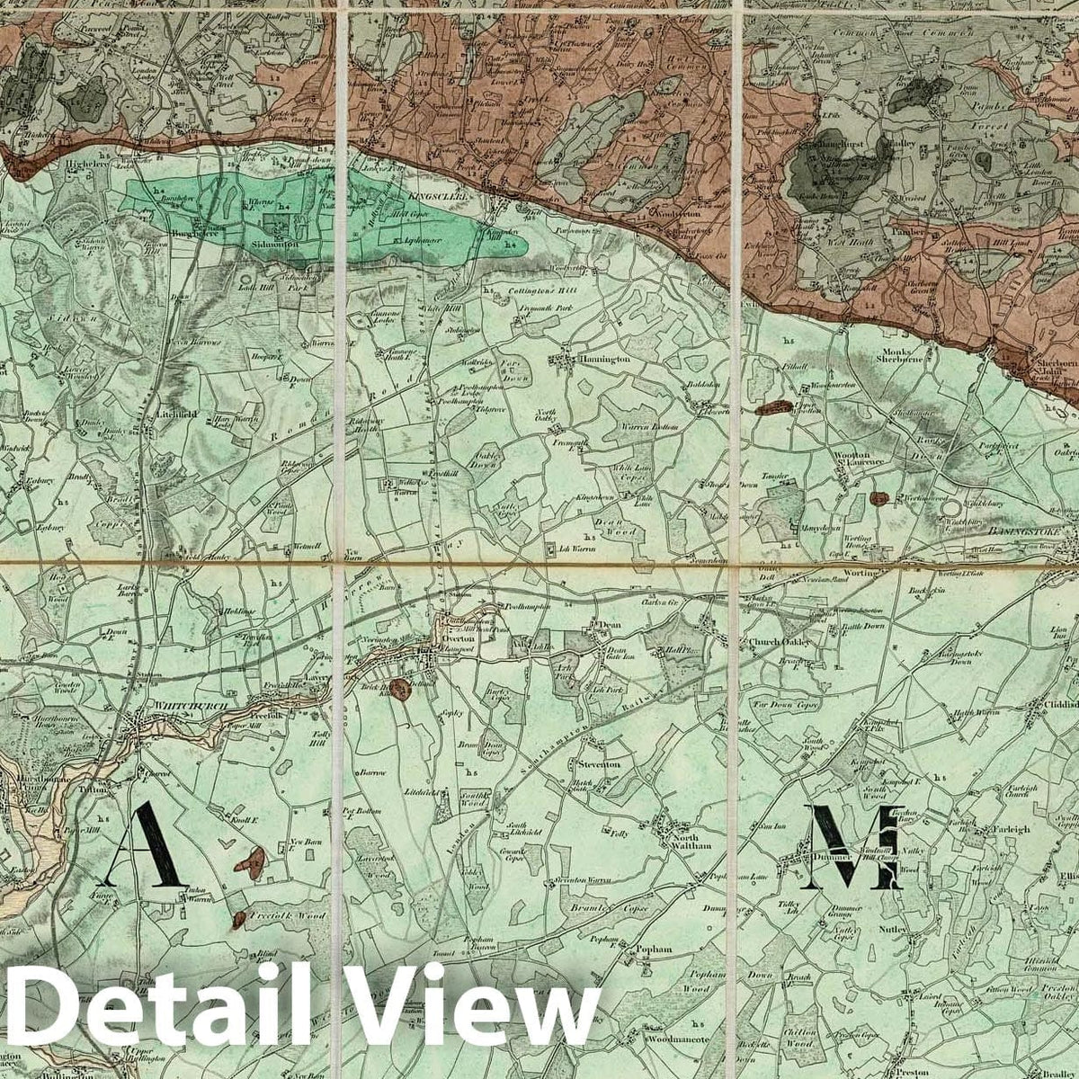 Basingstoke, England - Geological Map, 1885 - Historical Map Print
