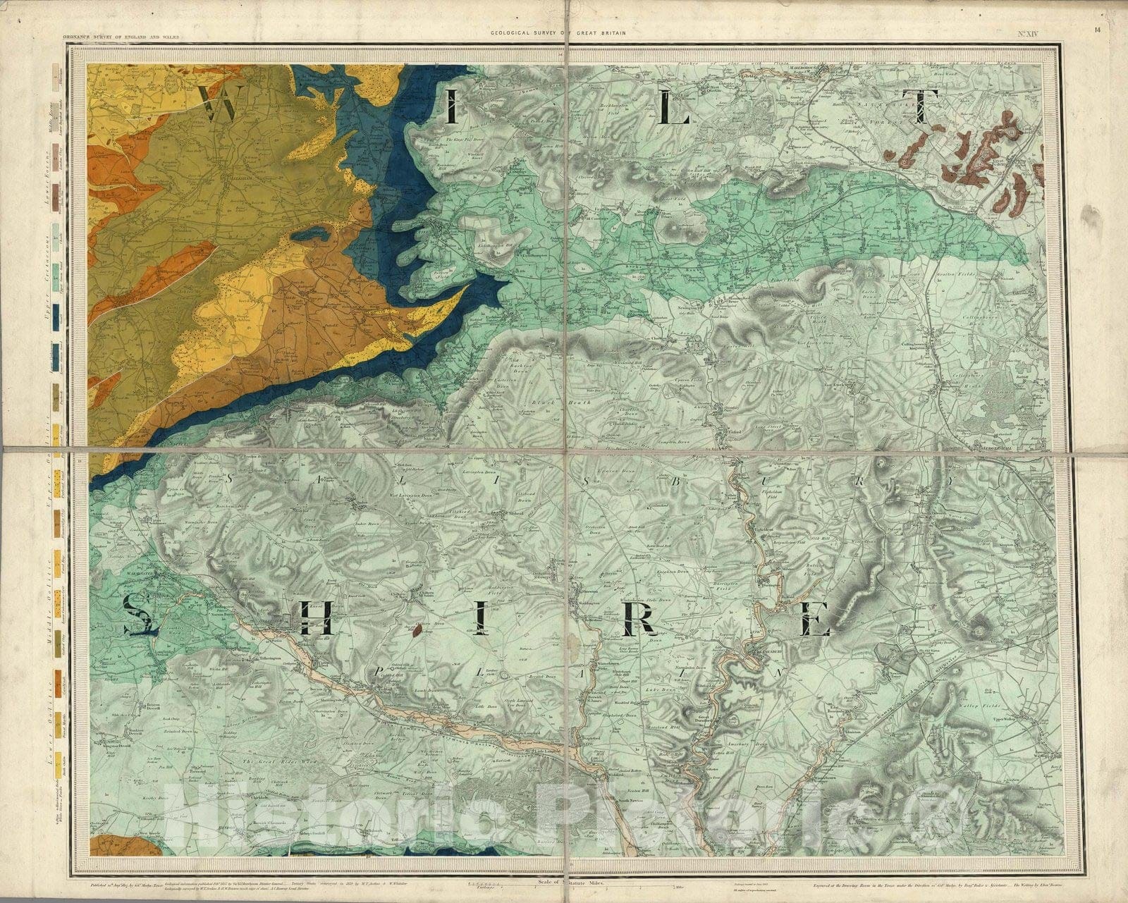 Historic Map : Geologic Atlas Map, 14. Devizes. 1882 - Vintage Wall Art