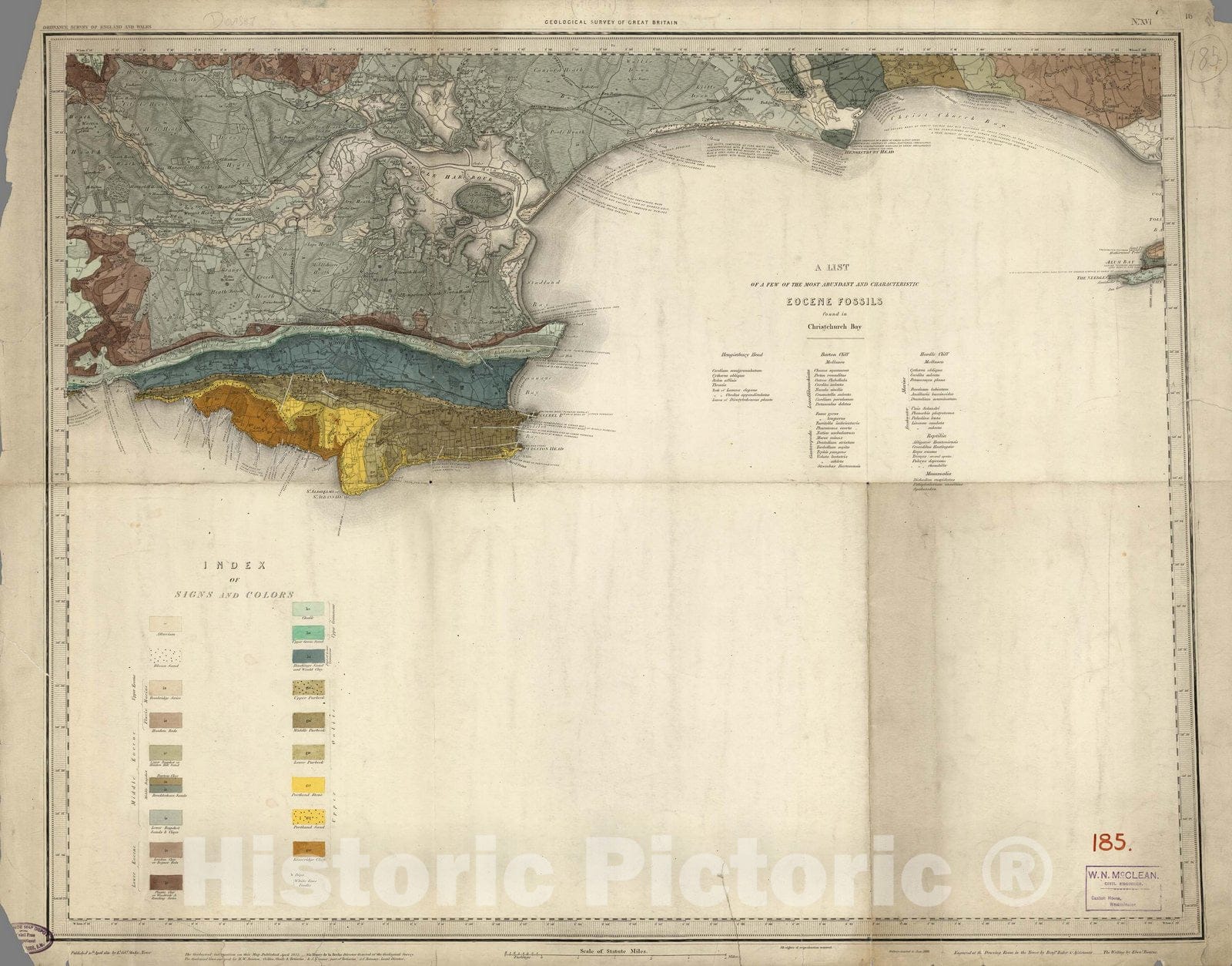 Historic Map : England, Geologic Atlas Map, 16. Poole. 1888 , Vintage Wall Art