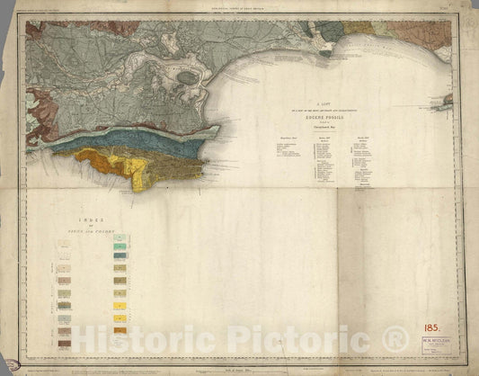 Historic Map : England, Geologic Atlas Map, 16. Poole. 1888 , Vintage Wall Art