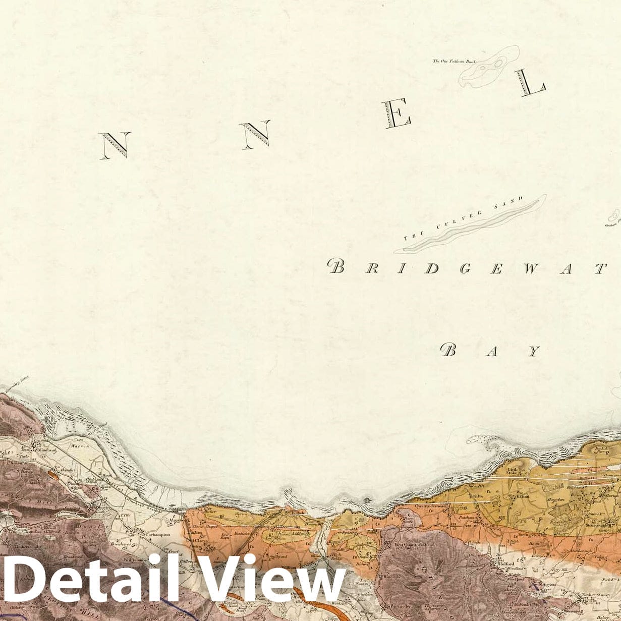 Bridgewater, England - Geological Map, 1884 - Historical Map Print