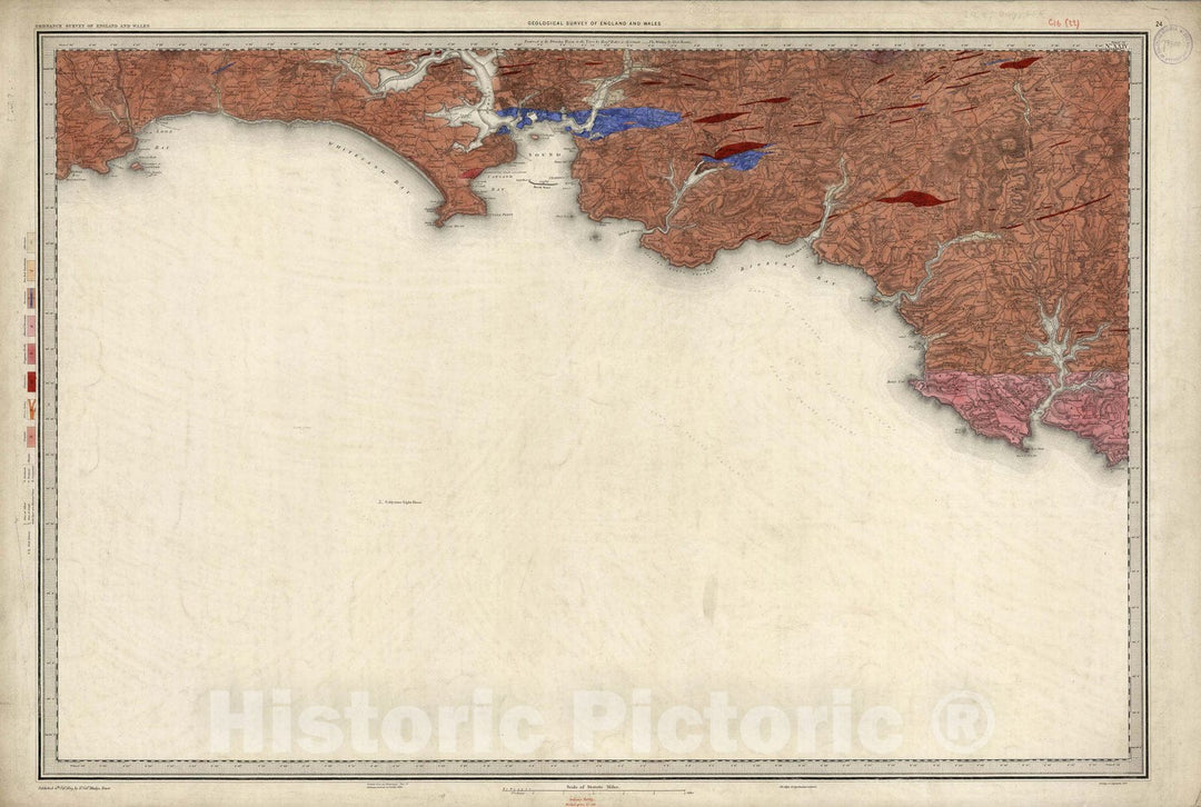 Historic Map : Geologic Atlas Map, 24. Plymouth. 1890 - Vintage Wall Art