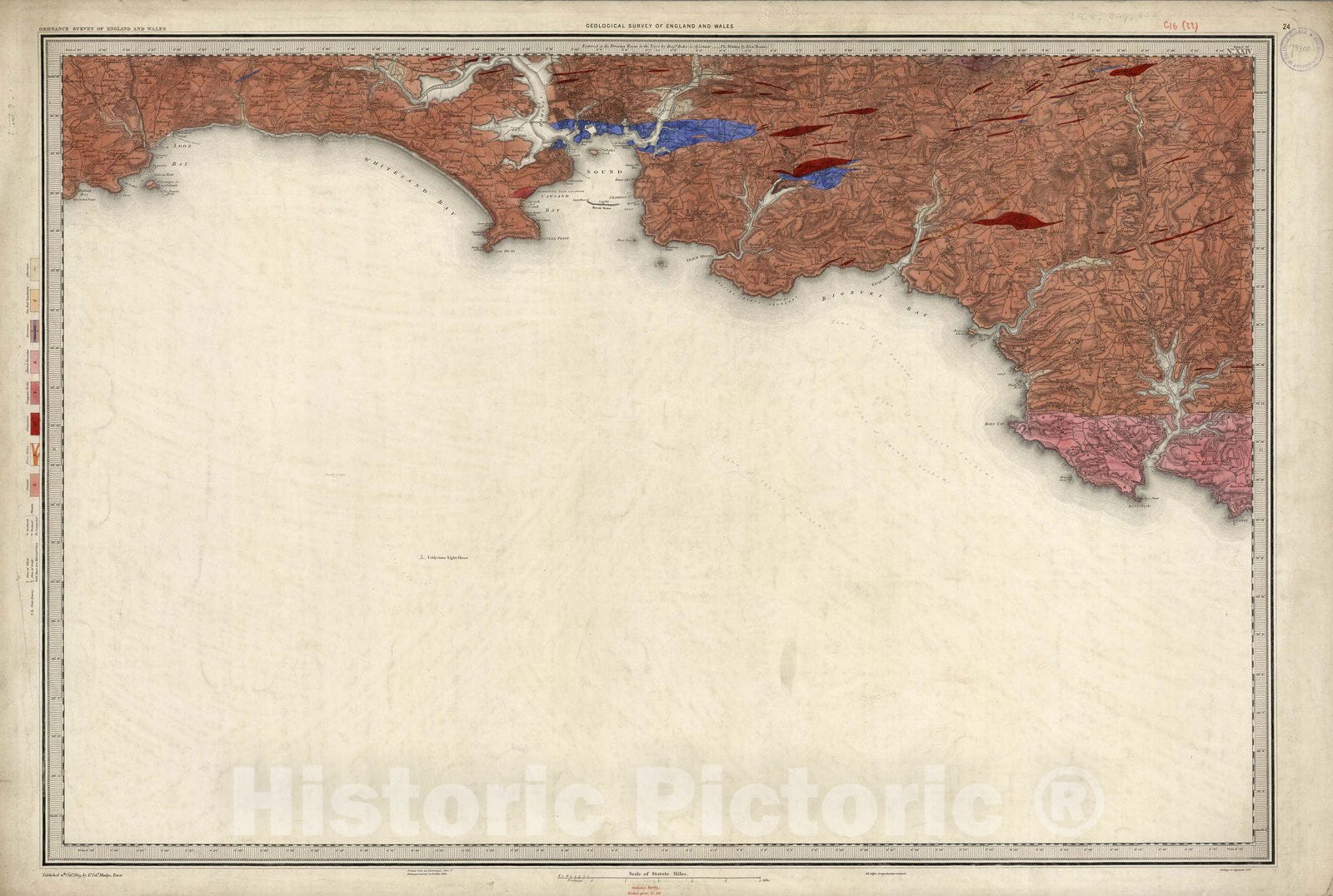 Historic Map : Geologic Atlas Map, 24. Plymouth. 1890 - Vintage Wall Art