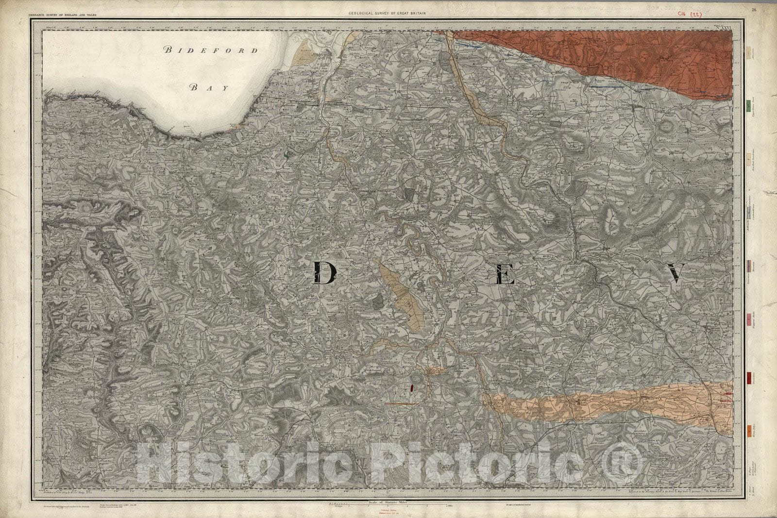 Historic Map : Geologic Atlas Map, 26. Bideford. 1889 - Vintage Wall Art